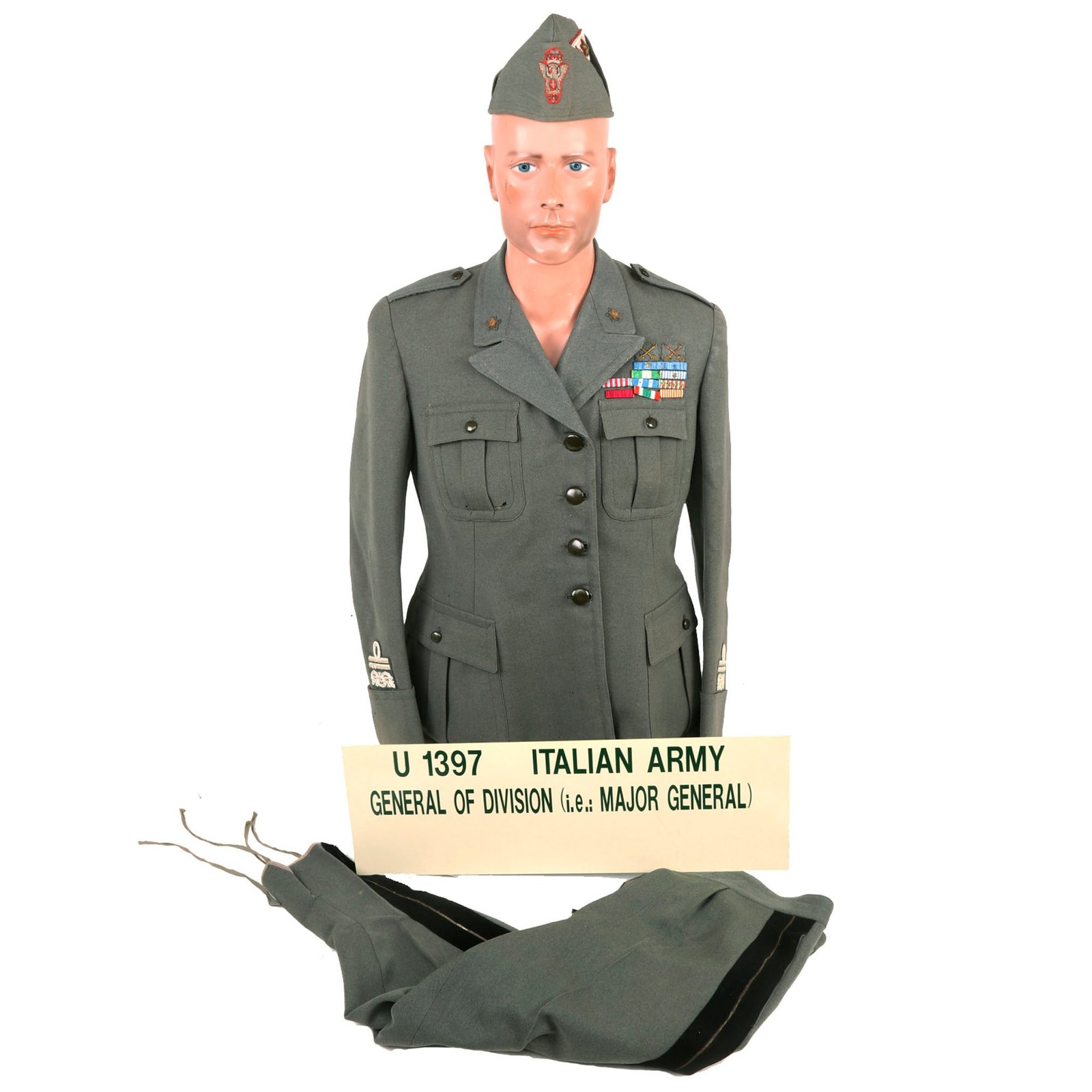 Buy Original Italian WWII Divisional General Uniform Grouping with Trousers & Bustina Field Cap With Museum Sign - Formerly A.A.F. Tank Museum Collection - Generale Di Divisione | Original Firearms Antique For Sale