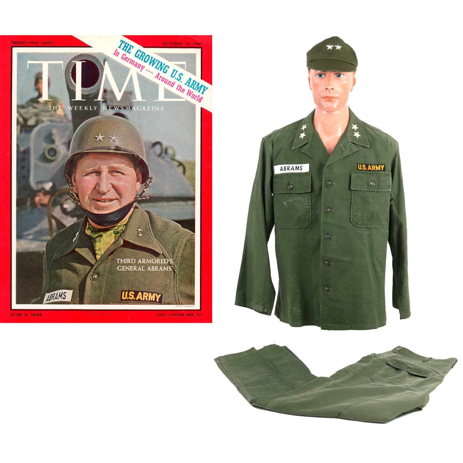 Buy Original U.S. General Creighton Abrams OG-107 Utility Uniform Set, Ca. 1962 - Formerly Part of the AAF Tank Museum Collection | Original Firearms Antique For Sale