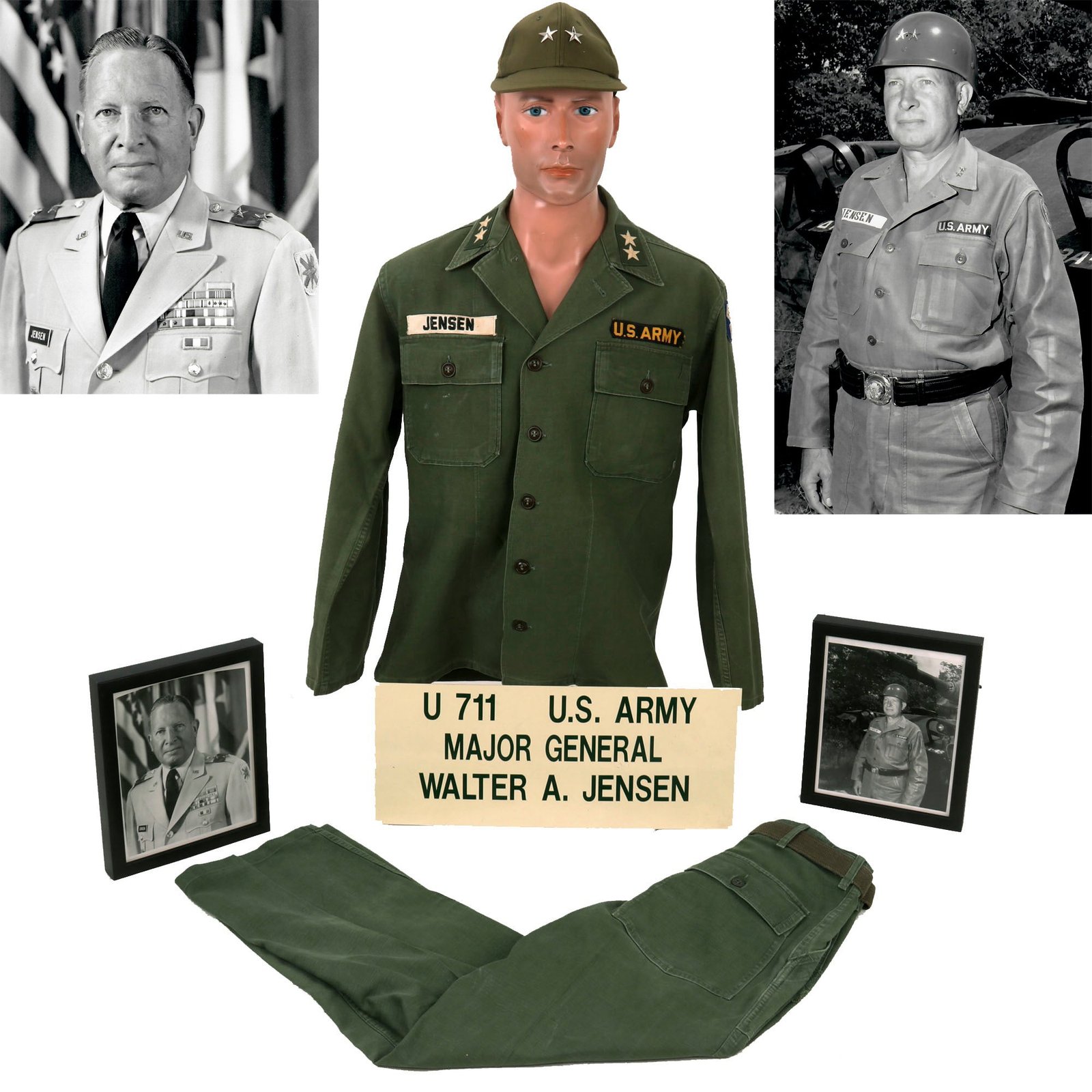Buy Original U.S. Vietnam War Major General Walter A. Jensen OG-107 “Type I” Utility Uniform - Commanding General, XI U.S. Army Corps - Formerly A.A.F. Tank Museum | Original Firearms Antique For Sale