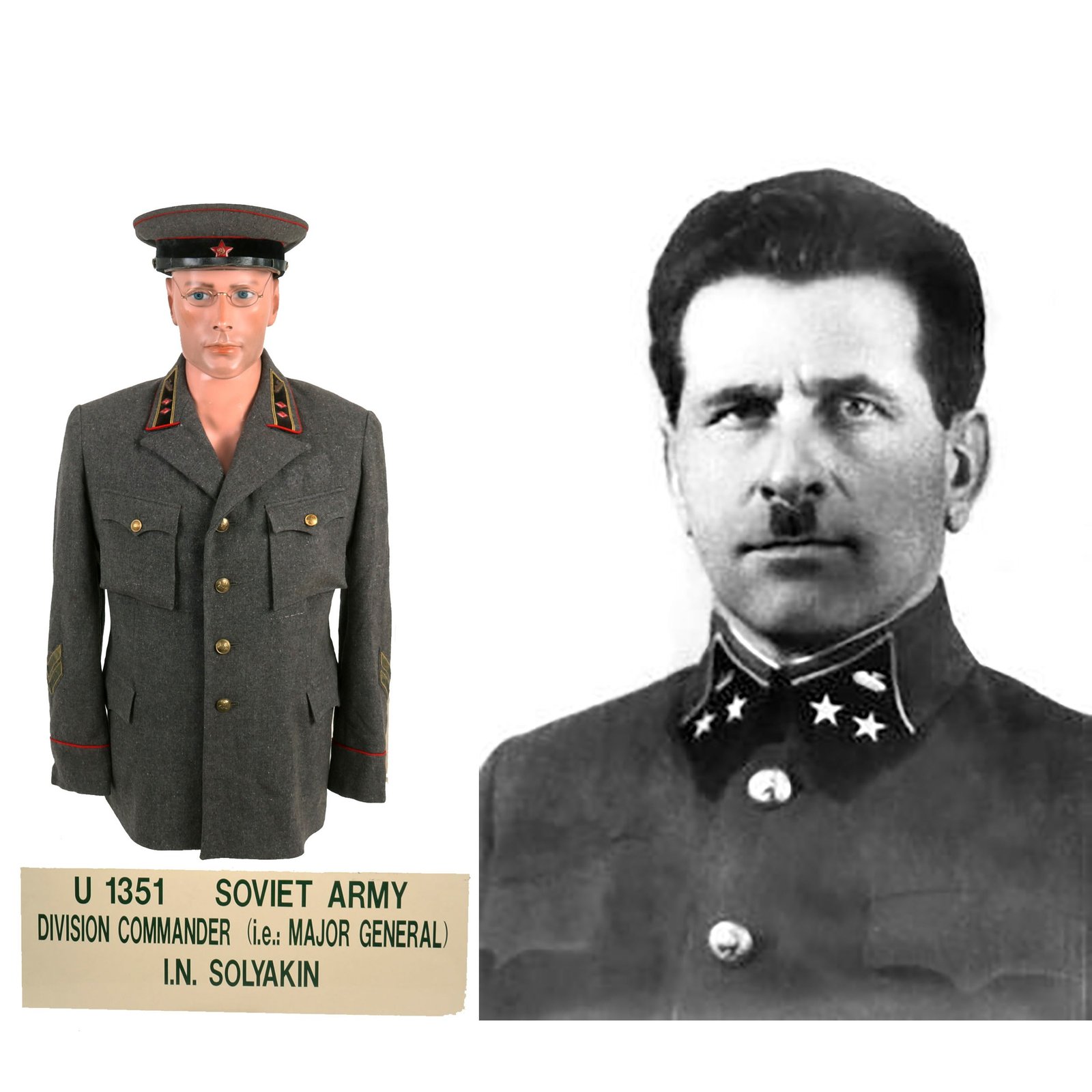 Buy Original Soviet WWII Red Army Major General Yegor Nikolaevich Solyankin Uniform - Commander of the 2nd Tank Division, Killed in Action- Formerly Part of the A.A.F. Tank Museum | Original Firearms Antique For Sale
