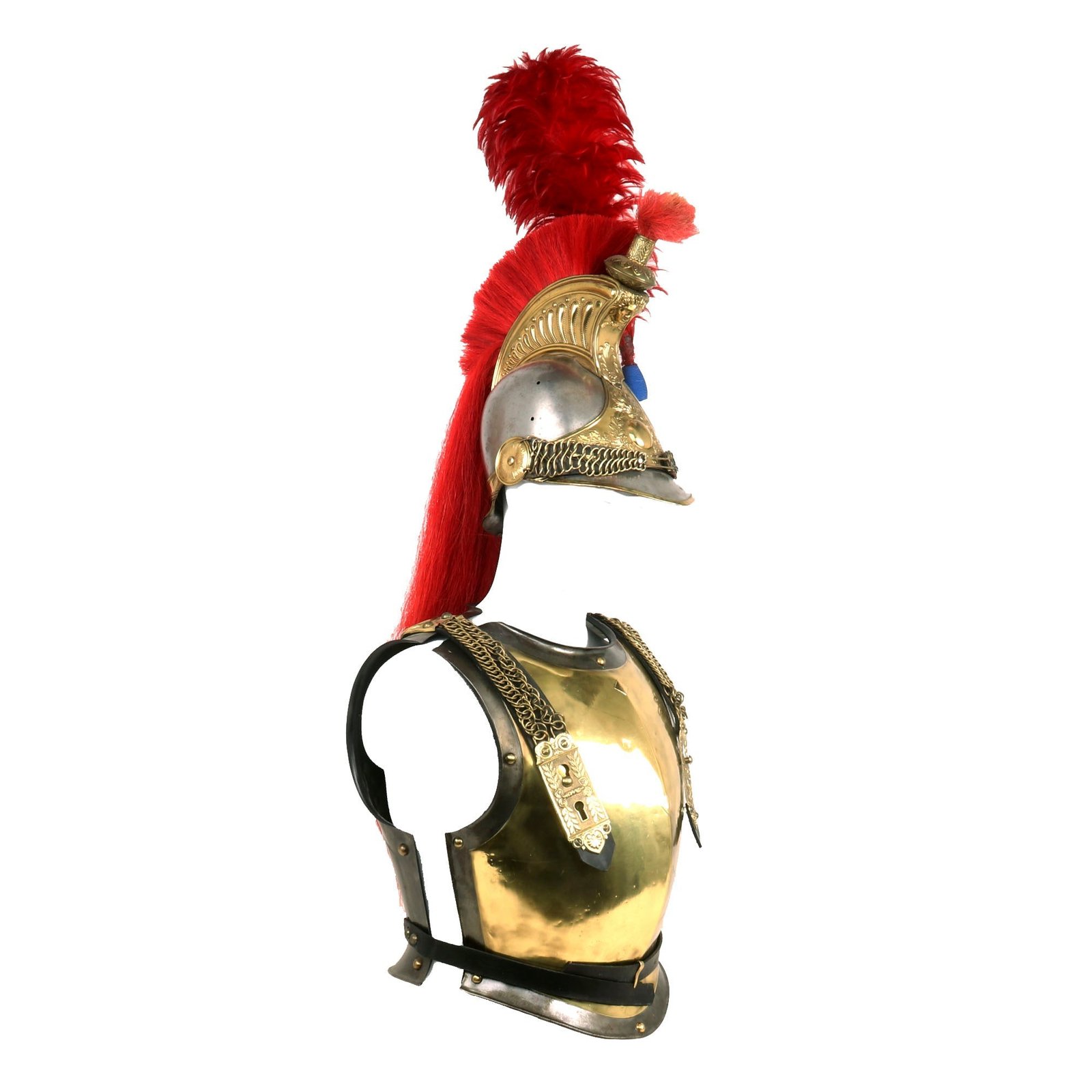 Buy Original French 2nd Empire Model 1825 Carabinier Brass and Steel Helmet With Pattern 1814 Carabinier Cuirass Set - Formerly A.A.F. Tank Museum Collection | Original Firearms Antique For Sale