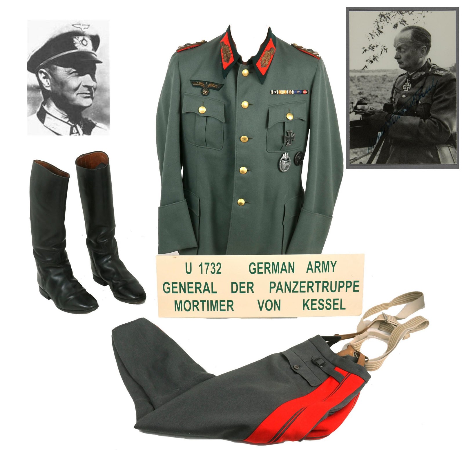 Buy Original German WWII 20th Panzer Division and VII Panzerkorps Commander General der Panzertruppen Mortimer von Kessel Uniform Set - Formerly Part of the A.A.F. Tank Museum | Original Firearms Antique For Sale