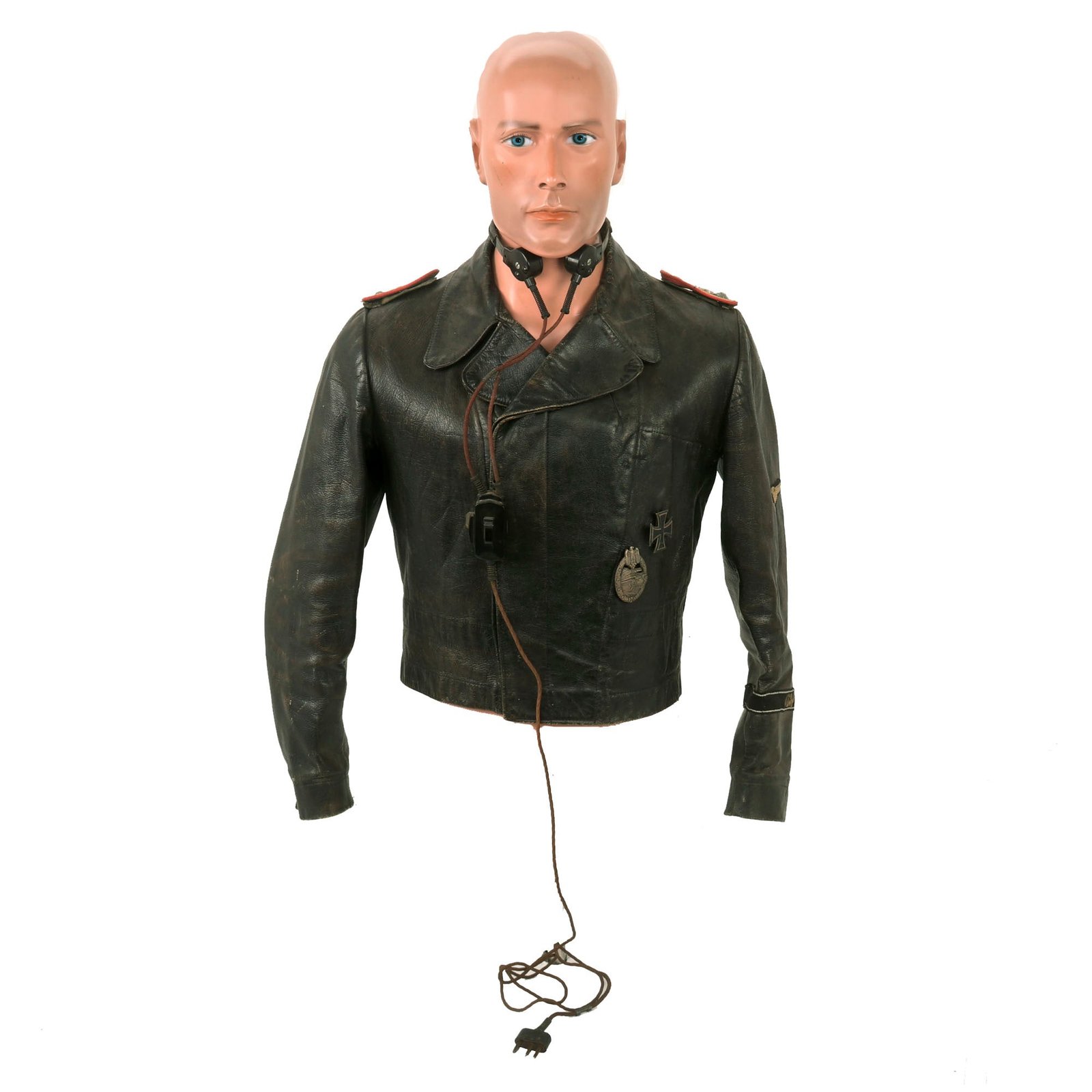 Buy Original German WWII 1st Waffen-SS Panzer Division LAH Panzeräger NCO Leather Wrap Jacket with Throat Microphone & Awards - Formerly A.A.F. Tank Museum | Original Firearms Antique For Sale