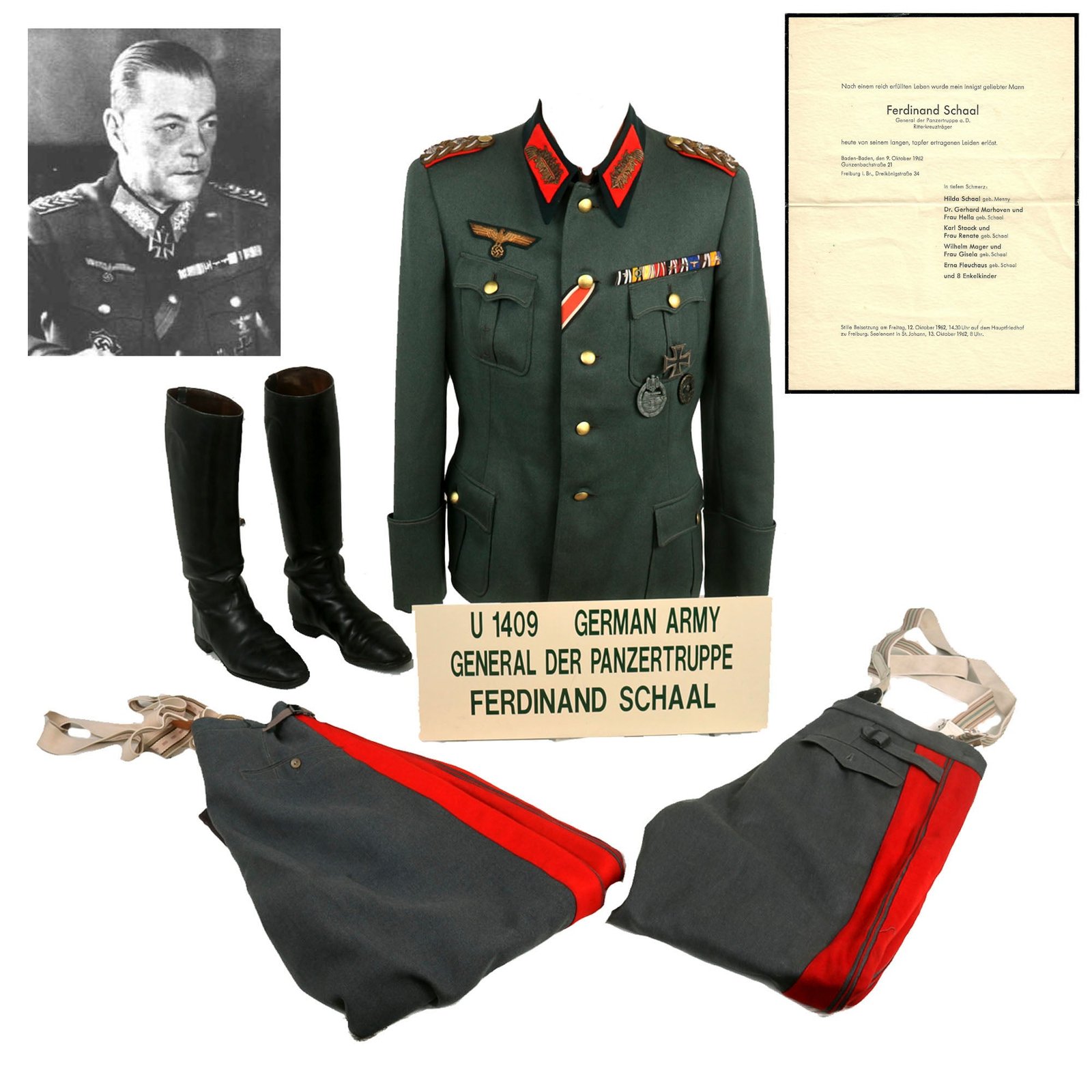 Buy Original German WWII 10th Panzer Div. & LVI Panzerkorps Commander General der Panzertruppen Ferdinand Schaal Uniform Set - Formerly Part of the A.A.F. Tank Museum | Original Firearms Antique For Sale