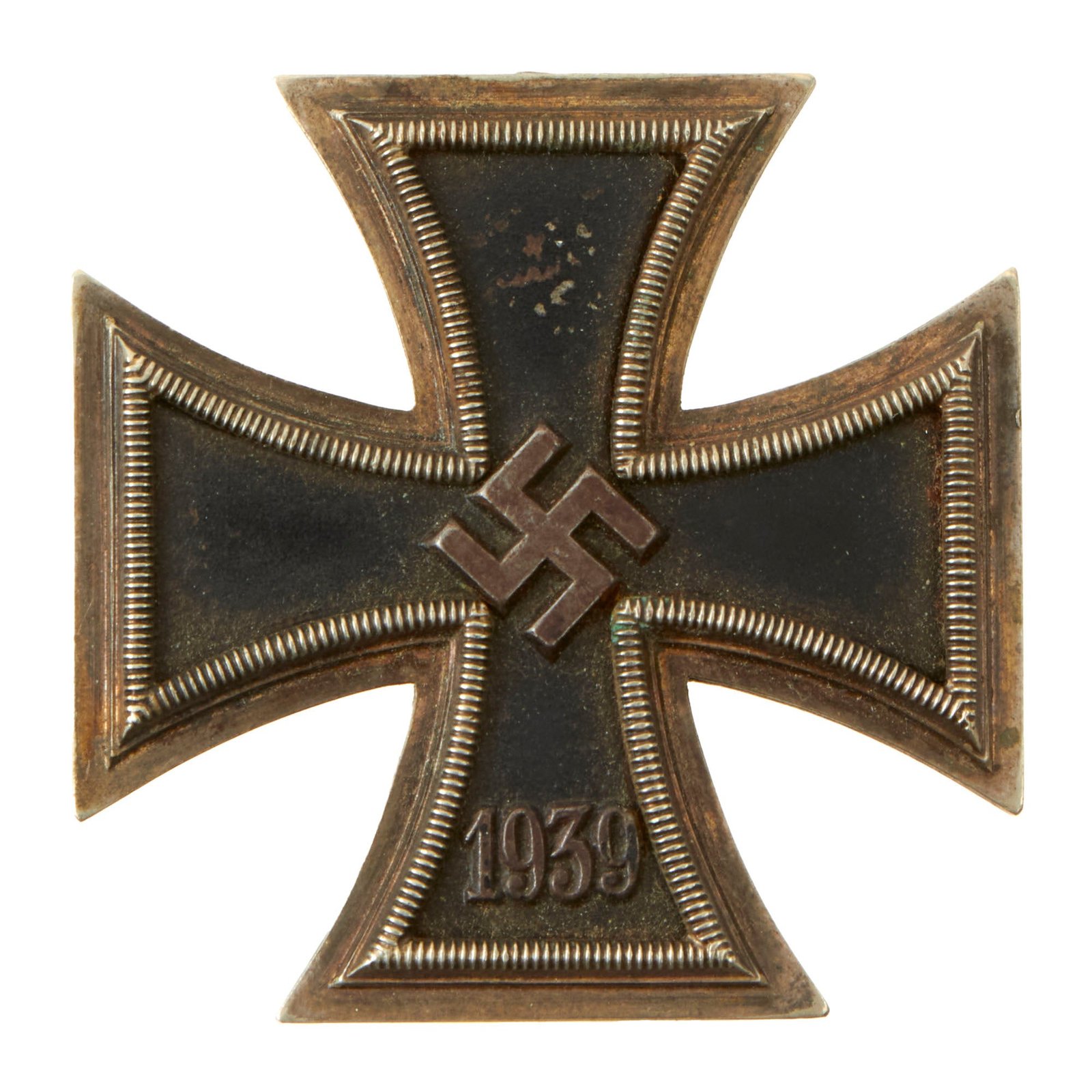 Buy Original German WWII Iron Cross First Class 1939 EKI with Vertical Pinback - Unmarked | Original Firearms Antique For Sale