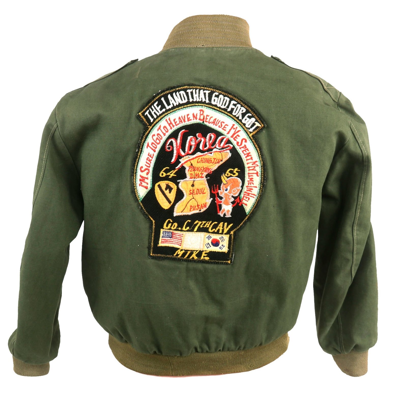 Buy Original U.S. Early Vietnam War Children’s 7th Cavalry “Tanker’s Jacket” From Soldier’s Time Stationed in Korea From 1964 to 1965 - Company “C”, 7th Cavalry, Formerly Part of the A.A.F. Tank Museum | Original Firearms Antique For Sale