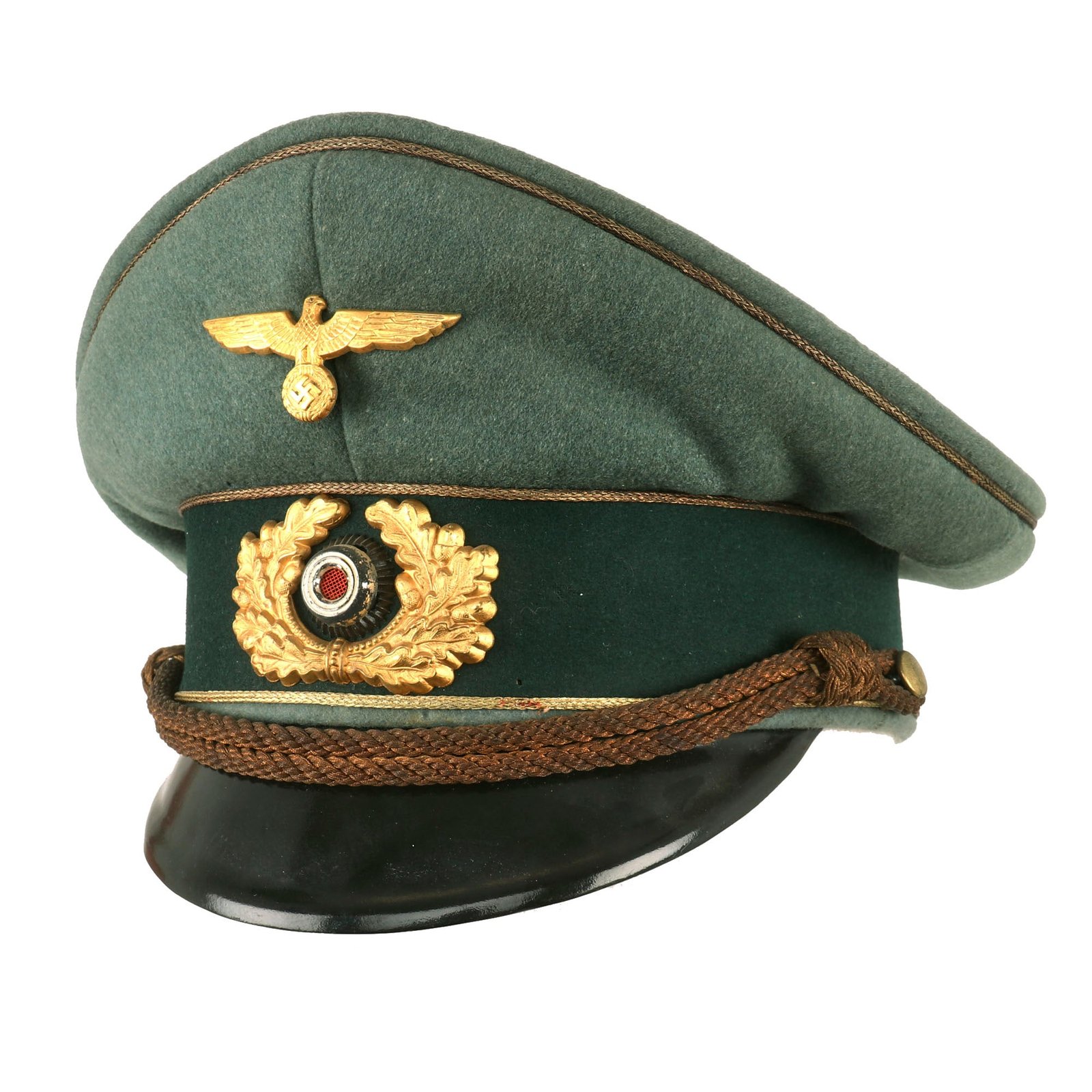 Buy Original Magnificent Rare German WWII General Officer's Schirmmütze Visor Cap by EREL in size 58cm - Double Marked - Formerly Part of the A.A.F. Tank Museum | Original Firearms Antique For Sale