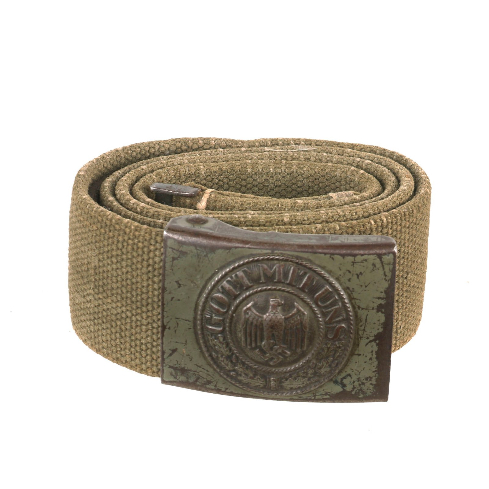 Buy Original German WWII Rare Tropical Afrikakorps DAK Web Belt with Steel Buckle | Original Firearms Antique For Sale