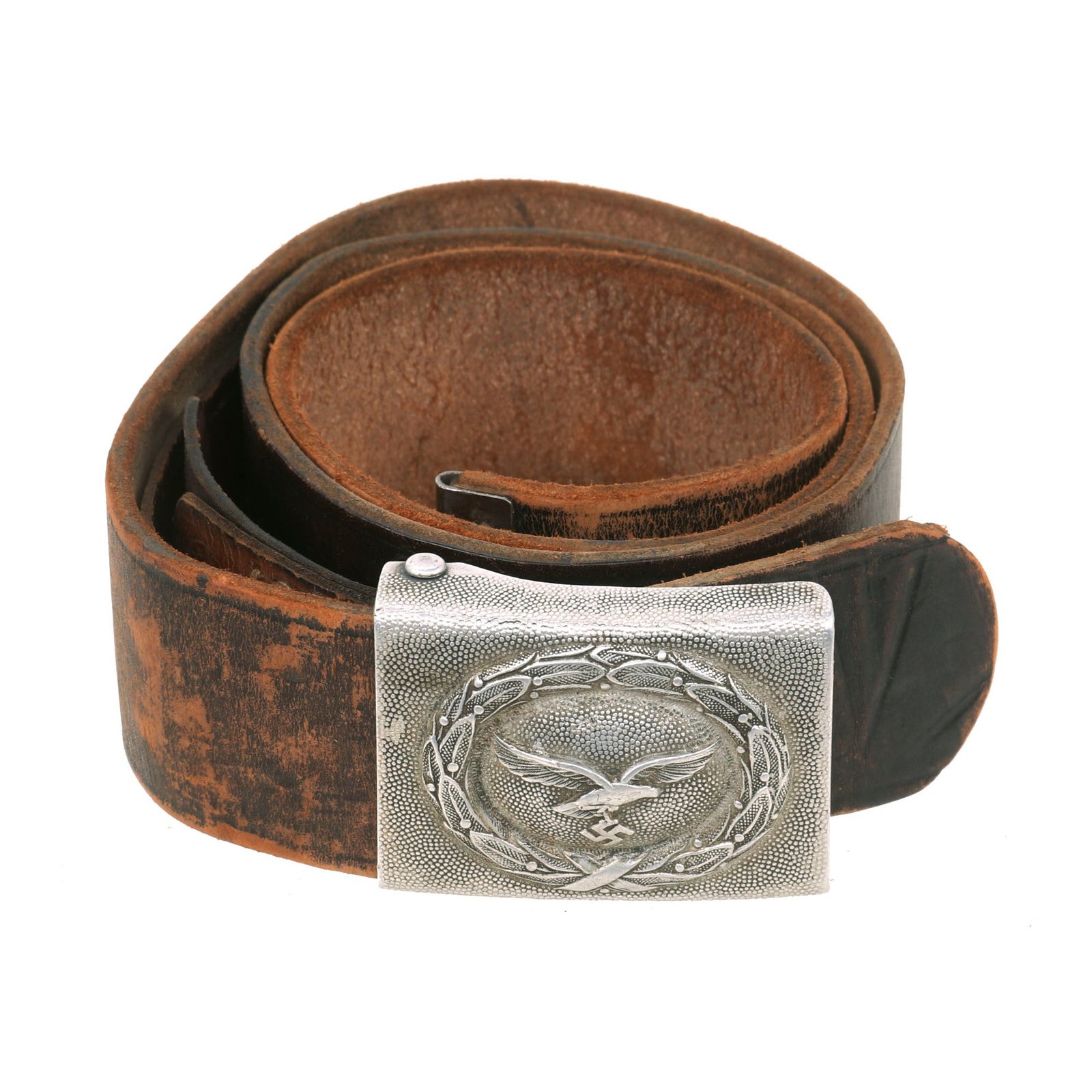 Buy Original German WWII EM/NCO Luftwaffe Belt with Pebbled Aluminum Buckle by Dr. Franke & Co. of Lüdenscheid - dated 1939 | Original Firearms Antique For Sale