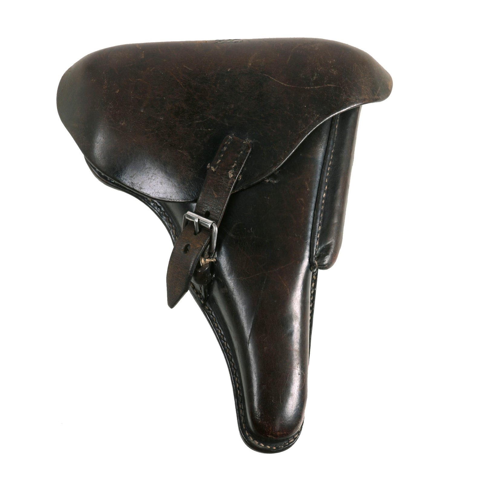 Buy Original German WWII P.08 Luger Pistol Black Leather Hardshell Holster by Adalbert Fischer - Dated 1939 | Original Firearms Antique For Sale
