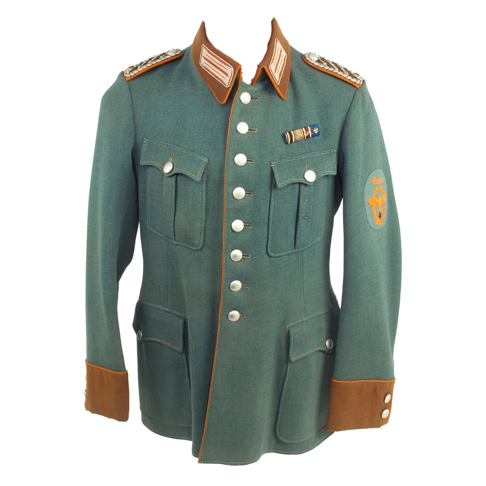 Buy Original German WWII Gendarmerie Rural Police Weimar Area Meister NCO's M36 Field Tunic with WWI Era Medal Bar | Original Firearms Antique For Sale