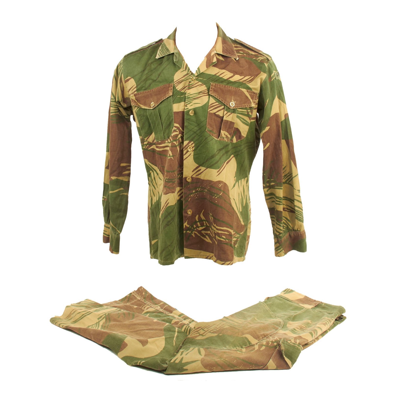 Buy Original Rhodesian Bush War Era Rhodesian Brushstroke Camouflage Pattern Uniform Set by Statesman | Original Firearms Antique For Sale