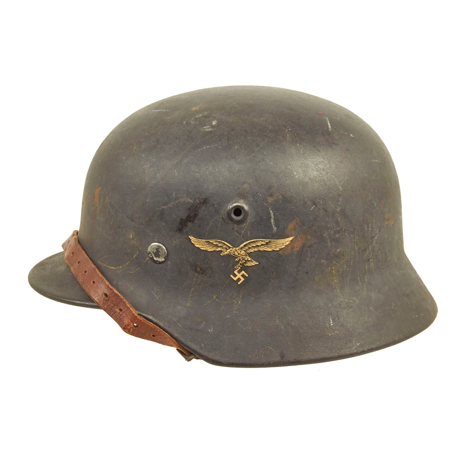 Buy Original German WWII M40 Single Decal Luftwaffe Helmet with 1942 Dated Size 57 Liner & Chinstrap - Q64 | Original Firearms Antique For Sale