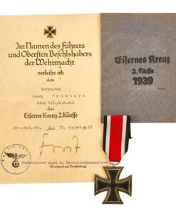 Buy Original German WWII Iron Cross 2nd Class 1939 with Named Award Document, Packet & Ribbon - EKII | Original Firearms Antique For Sale