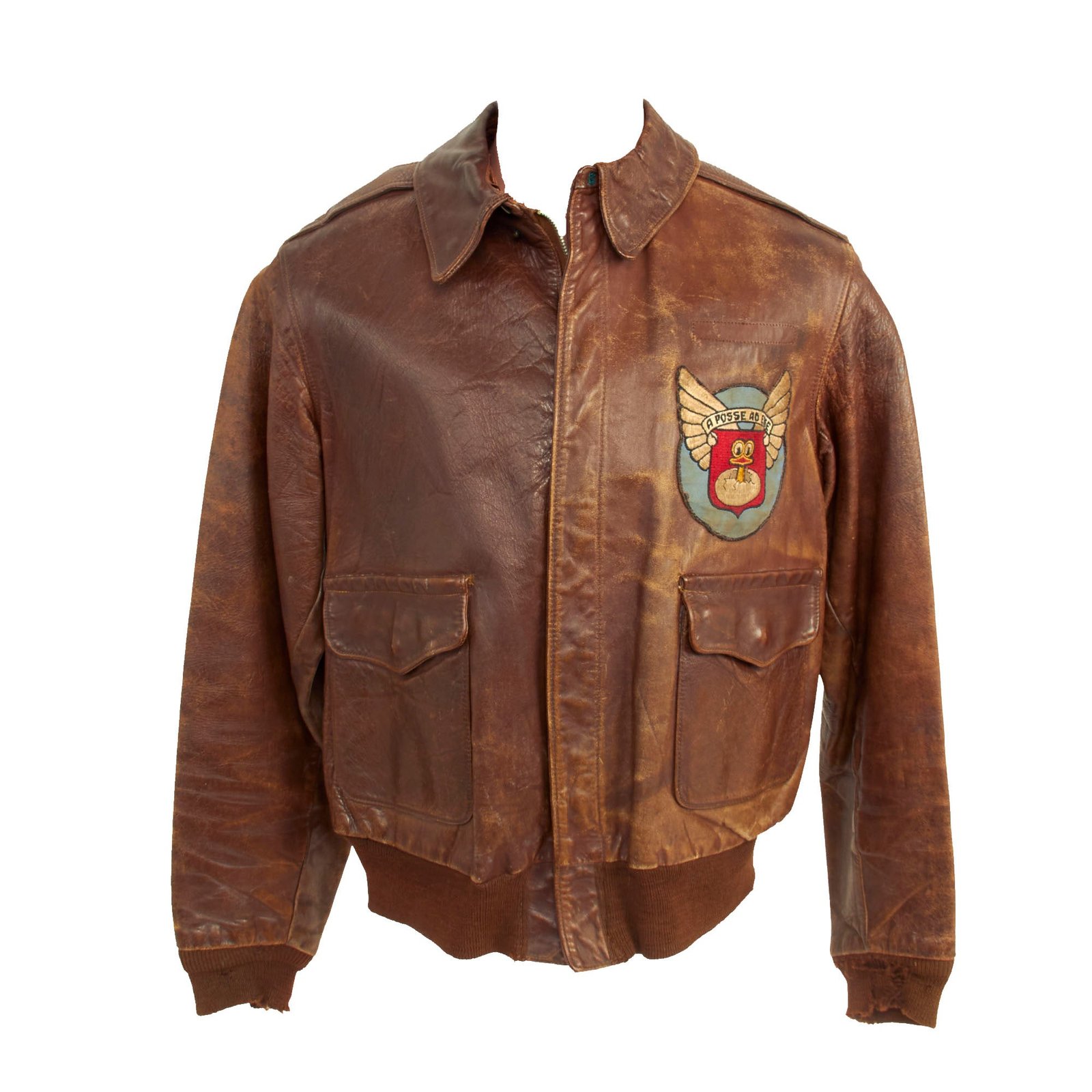 Buy Original U.S. WWII 5th Flying Training Detachment, Ryan Airfield Patched A-2 Leather Flight Jacket | Original Firearms Antique For Sale