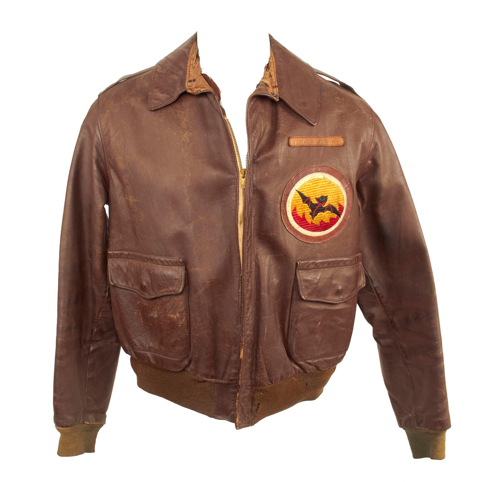 Buy Original U.S. WWII 7th Air Force A-2 Leather Flight Jacket - 819th Bomb Squadron, 30th Bomb Group - Named To E. C. Jackson | Original Firearms Antique For Sale