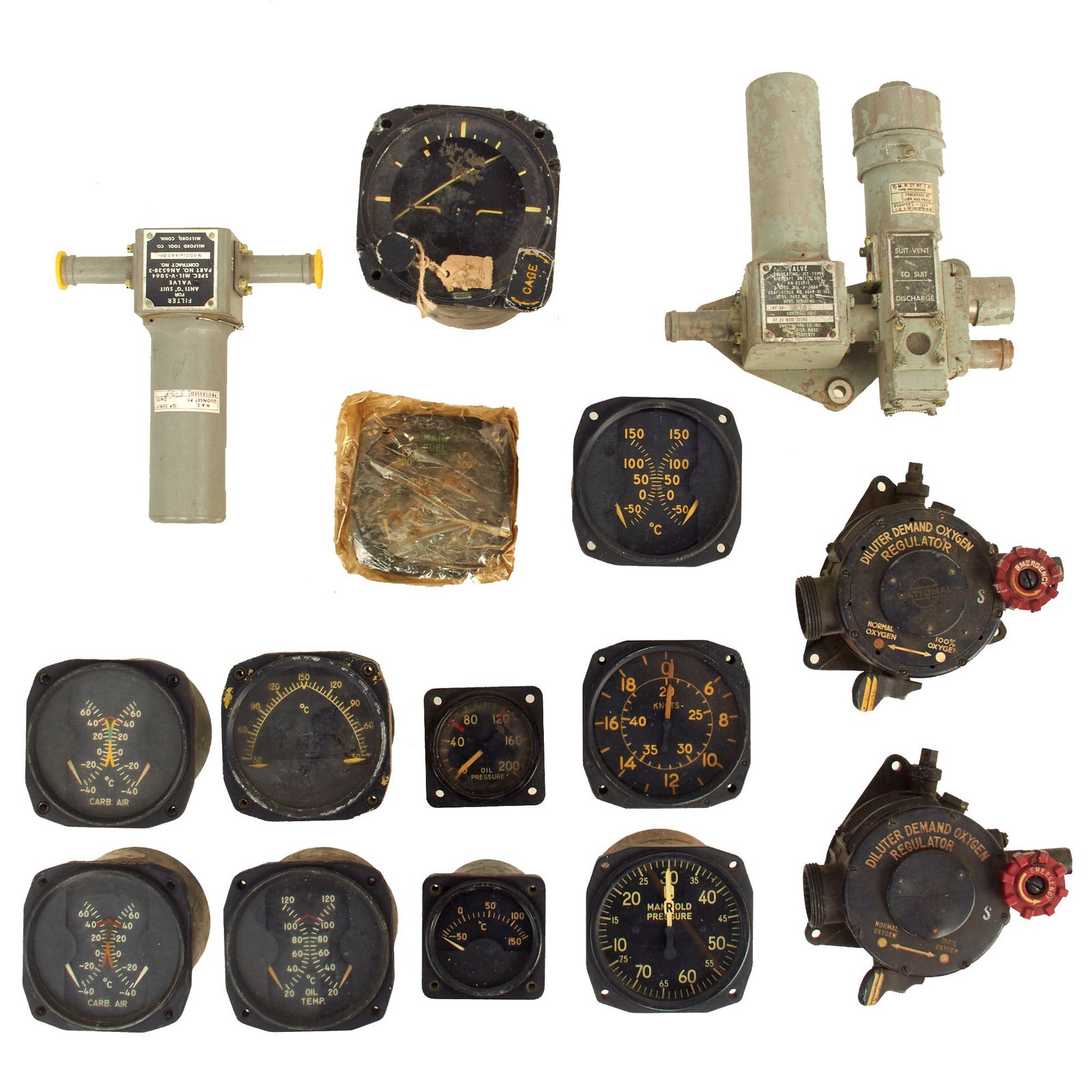Buy Original U.S. WWII to Cold War Era Various Aircraft Gauges and Components - Lot of 15 | Original Firearms Antique For Sale