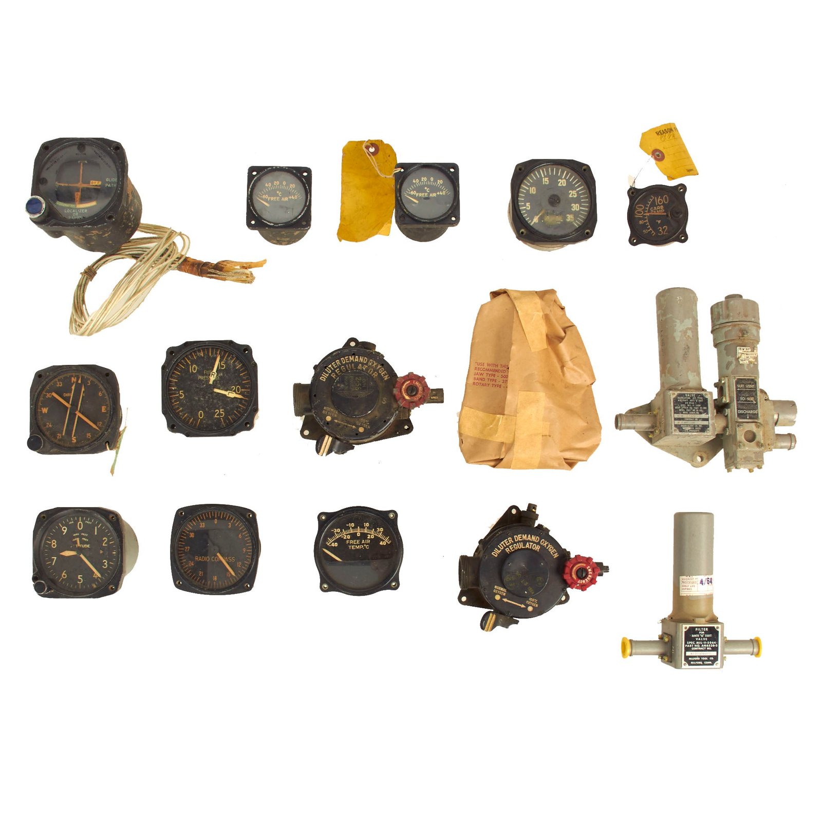 Buy Original U.S. WWII to Cold War Era Various Aircraft Gauges and Components - Lot of 15 | Original Firearms Antique For Sale