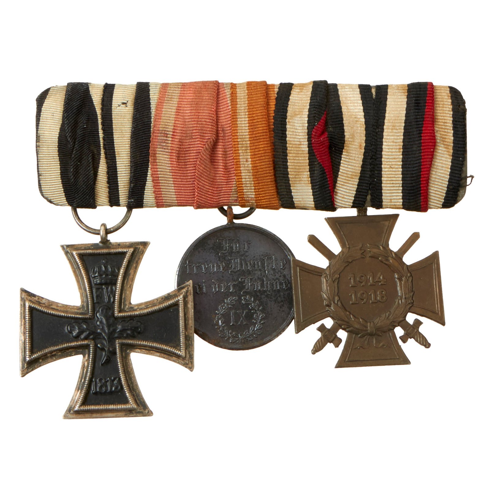 Buy Original Imperial German WWI Era Medal Bar with EKII and Kingdom of Württemberg Long Service Medal - 3 Awards | Original Firearms Antique For Sale