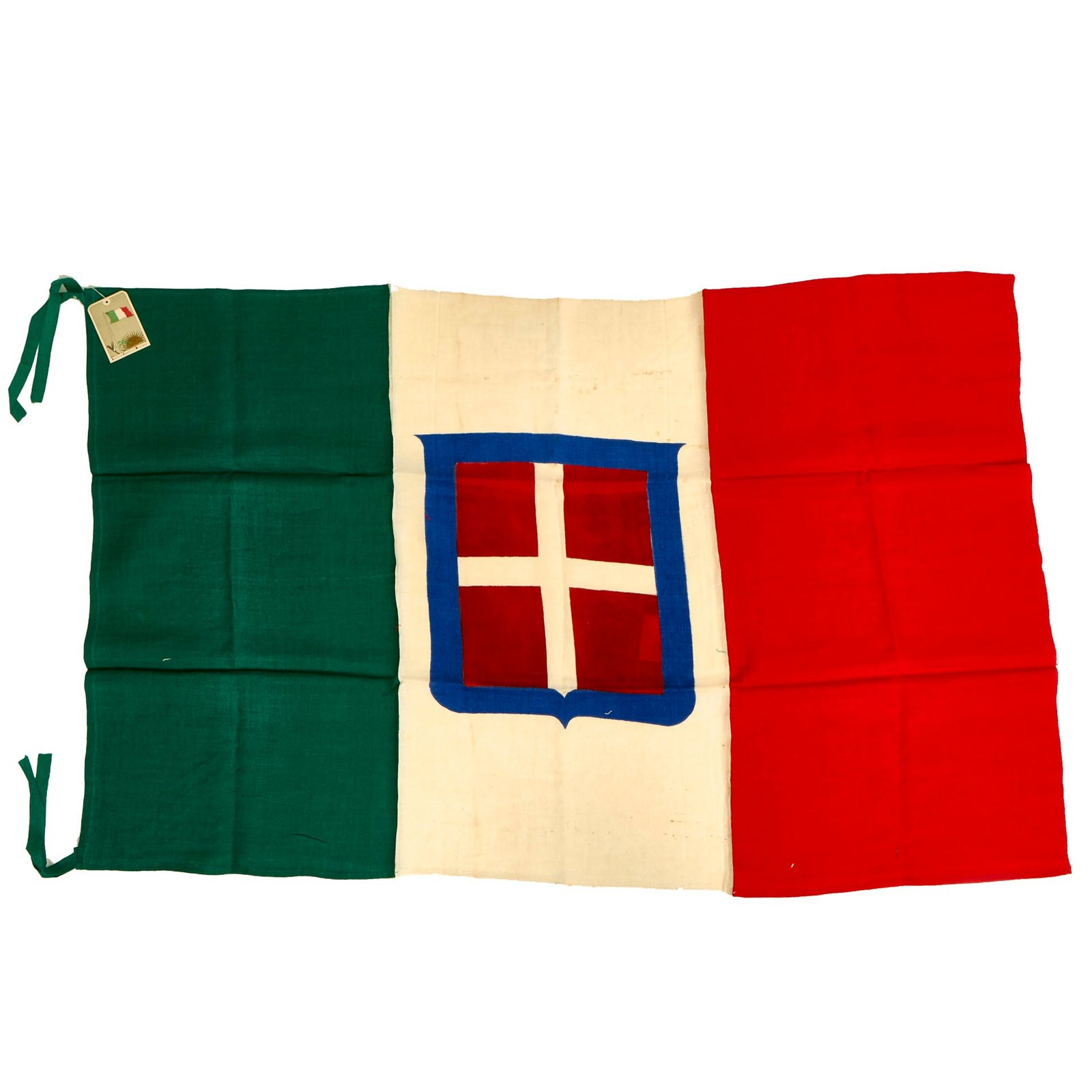 Buy Original Italian WWII Kingdom of Italy Unused Flag With Savoy Coat of Arms and Original Tag - 51” x 31” | Original Firearms Antique For Sale
