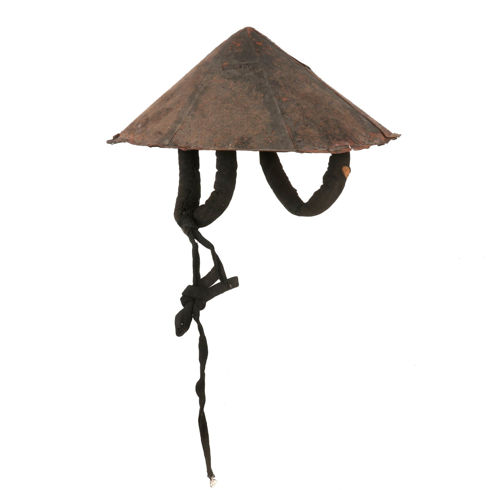 Buy Original Japanese Edo Period 18th Century Lacquered Iron Samurai Jingasa Helmet with Liner | Original Firearms Antique For Sale