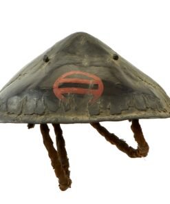 Buy Original Japanese Edo Period Black Lacquered Jingasa Helmet with Complete Liner - Kanji Markings | Original Firearms Antique For Sale