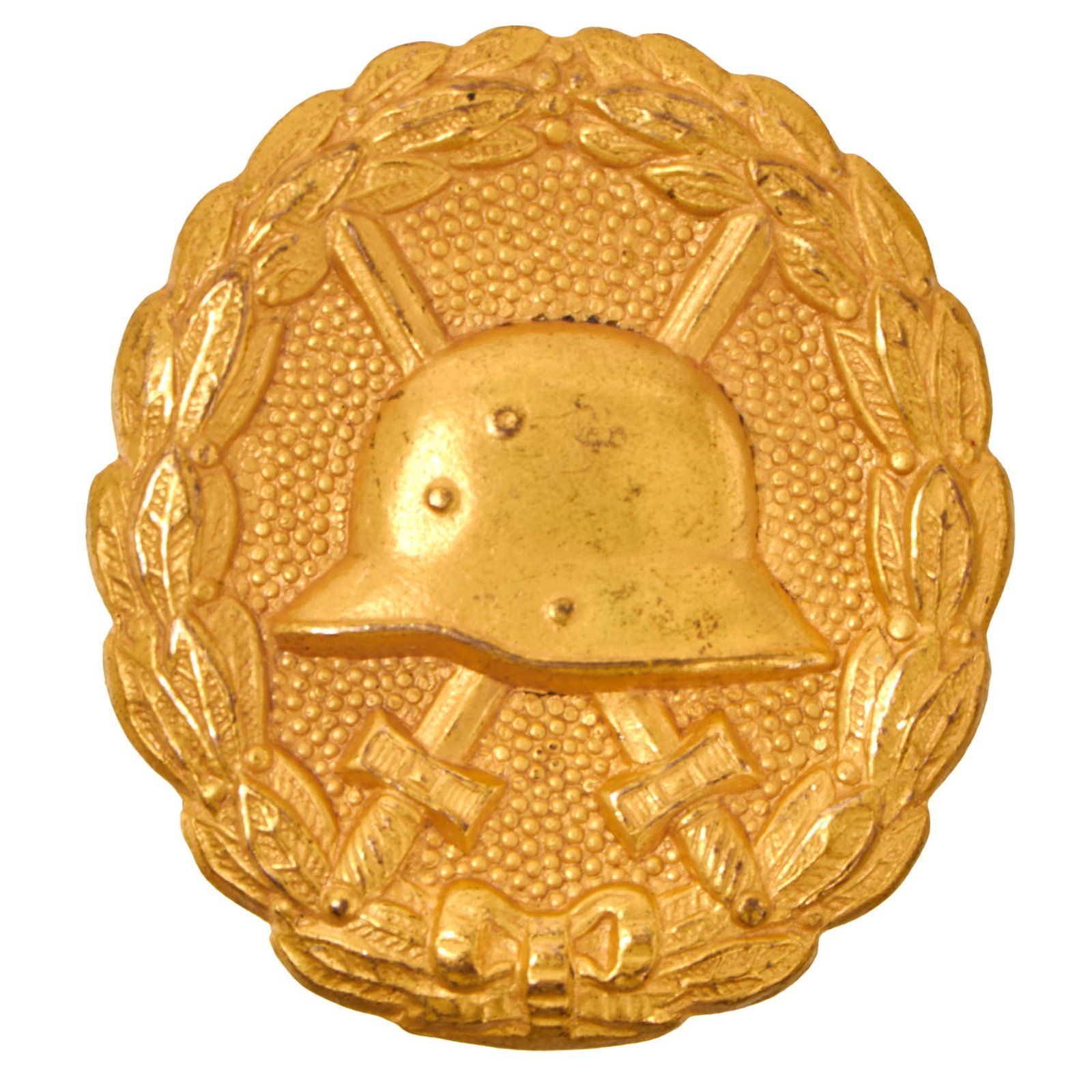 Buy Original Unissued Imperial German WWI Gold Wound Badge - Stamped Steel Hollow Back - Verwundetenabzeichen in Gelb | Original Firearms Antique For Sale