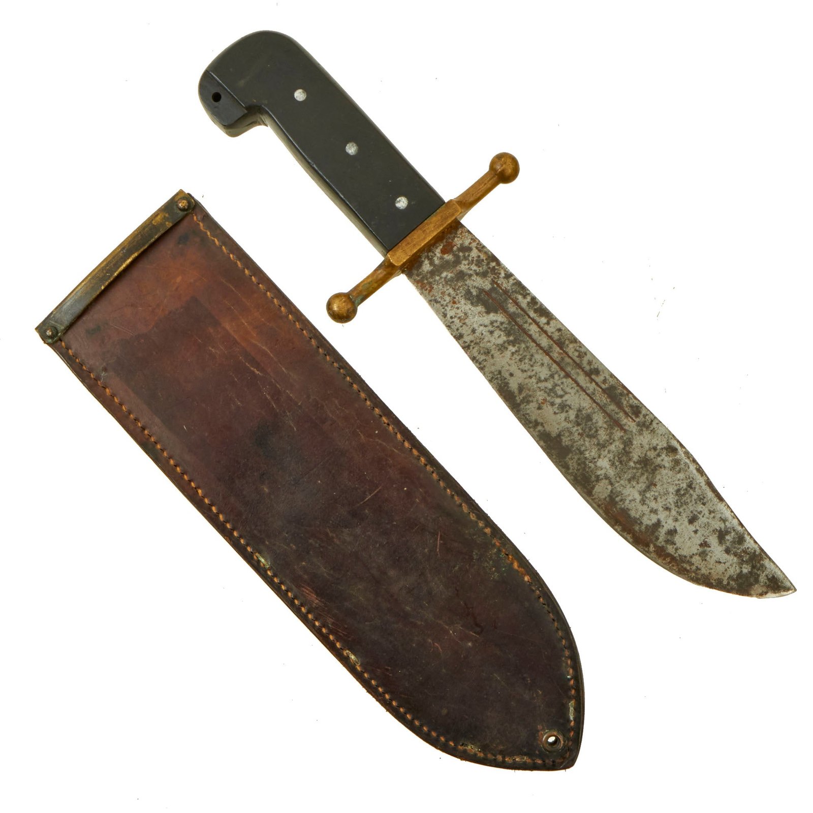 Buy Original U.S. WWII V44 Pilot Survival Kit Bowie Knife by Kinfolks with USMC Bolo Knife Scabbard | Original Firearms Antique For Sale