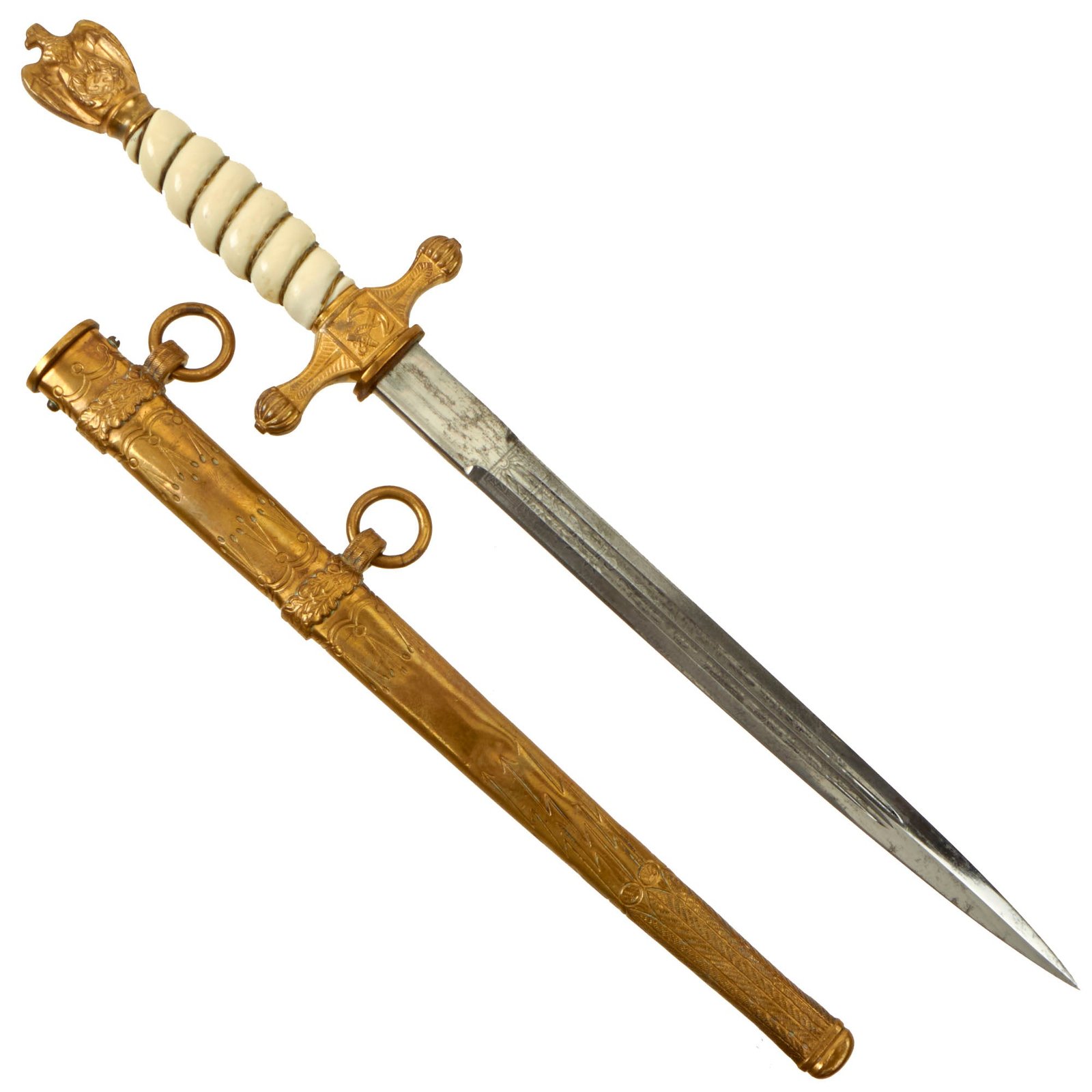 Buy Original WWII German 2nd Model Naval Dagger by Carl Eickhorn with Lightning Bolt Scabbard - Post 1941 Trademark | Original Firearms Antique For Sale