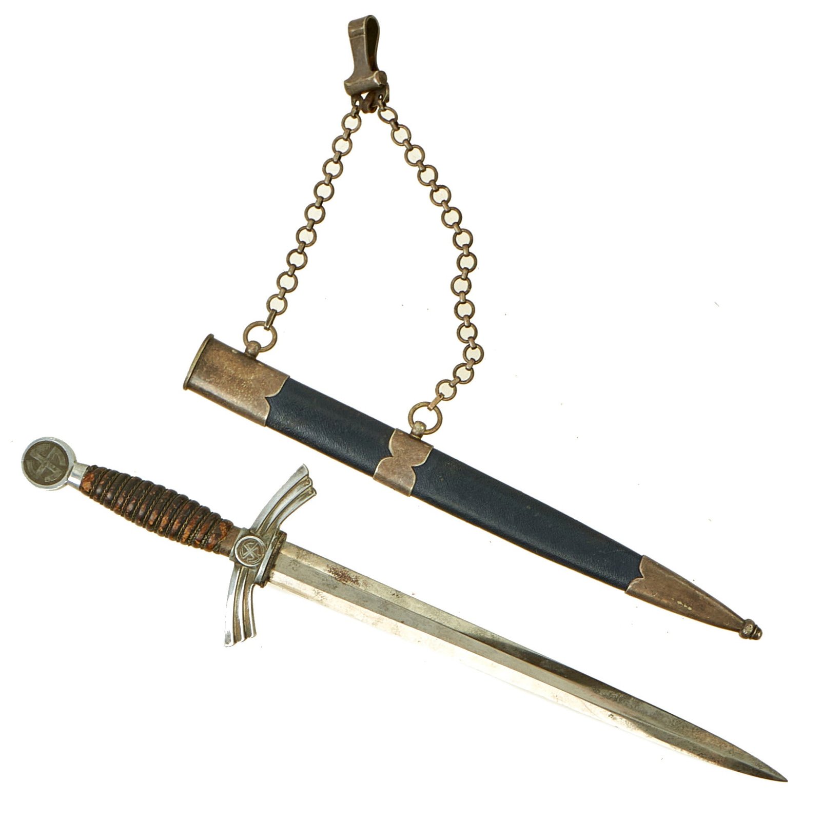Buy Original German WWII Early 1st Model Luftwaffe Dagger by "Siegfried" E. Pack & Söhne with Scabbard & Hanger Chain | Original Firearms Antique For Sale
