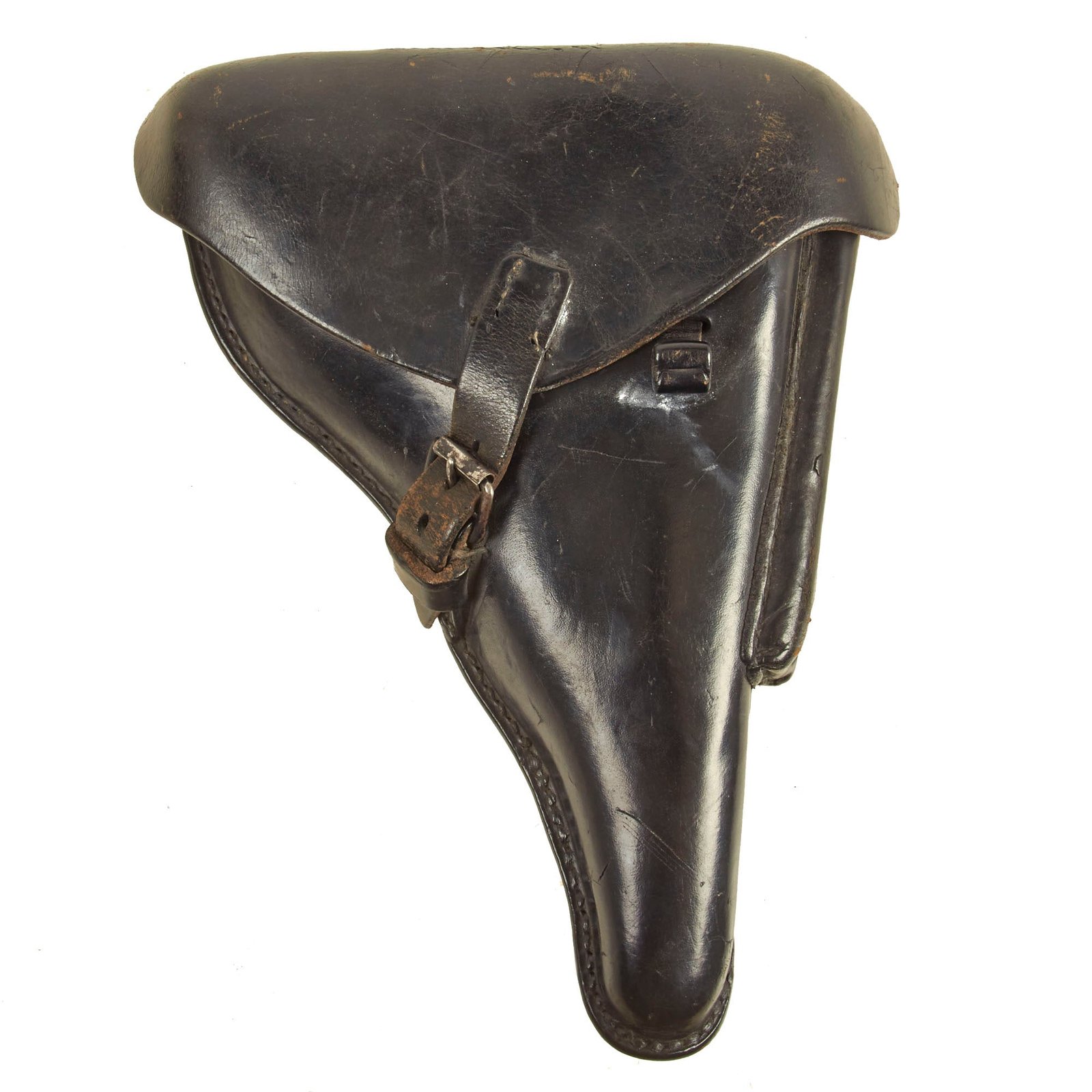 Buy Original German WWII P.08 Luger Pistol Black Leather Hardshell Holster by E.G. Leuner with Take Down Tool - Dated 1938 | Original Firearms Antique For Sale