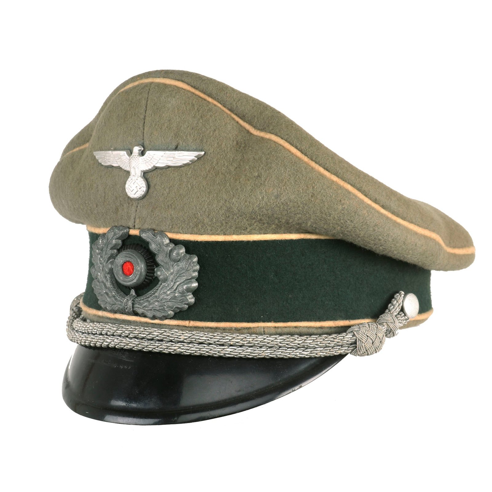 Buy Original German WWII Service Used Army Heer Infantry Officers Schirmmütze Visor Crush Cap - Missing Sweatband | Original Firearms Antique For Sale