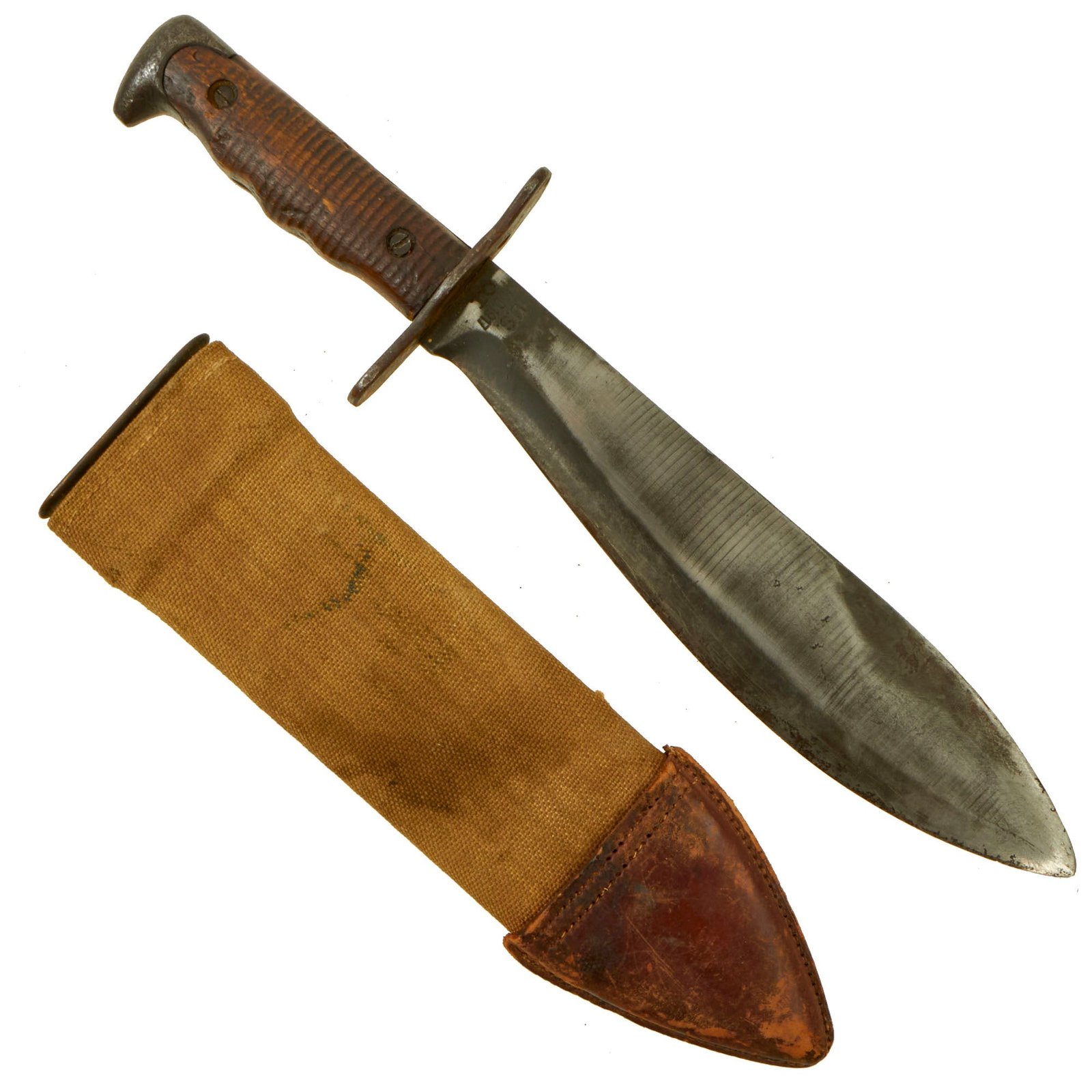 Buy Original U.S. WWI Model 1917 Bolo Knife with Scabbard by American Cutlery Co - dated 1918 - With Complete Markings | Original Firearms Antique For Sale