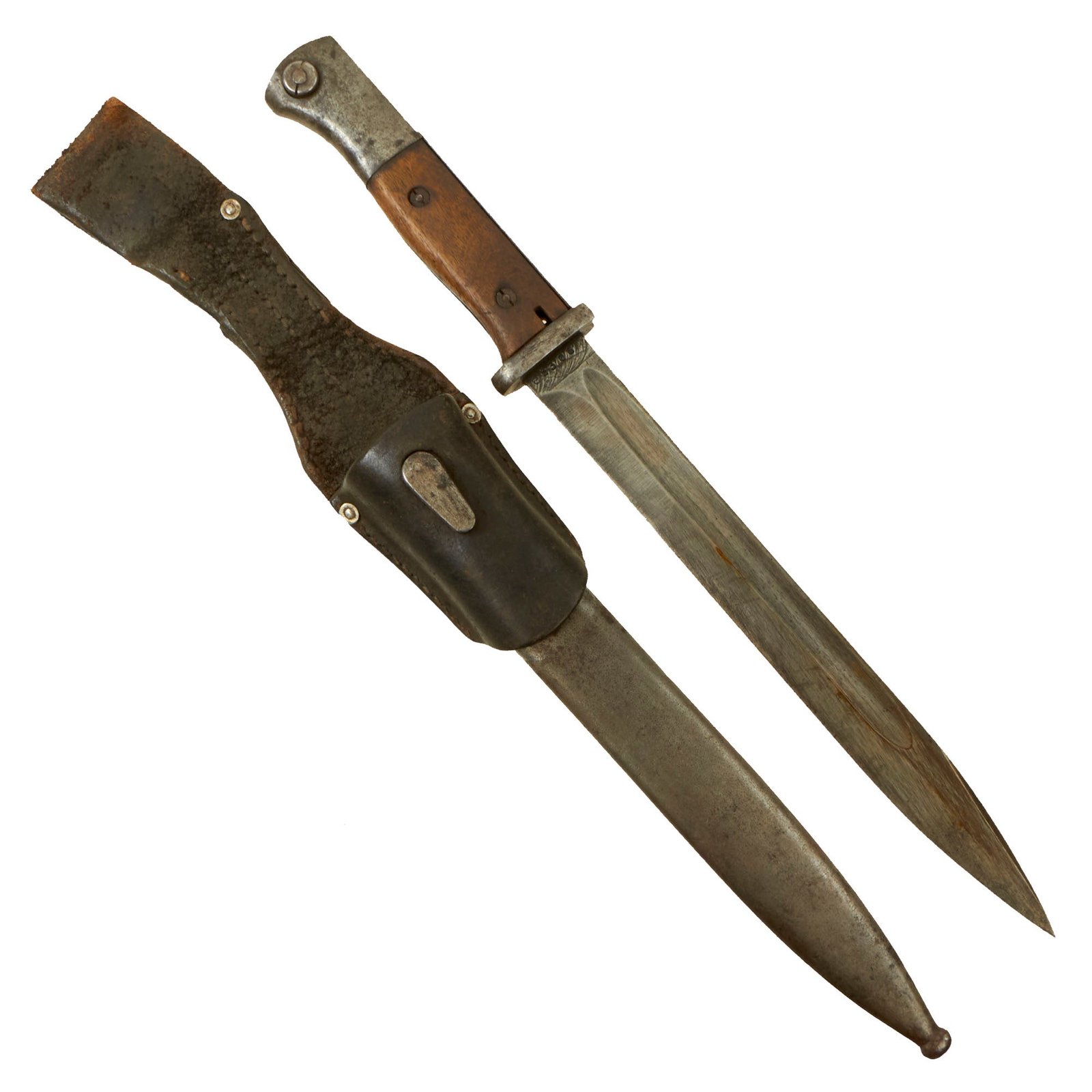 Buy Original German WWII 1943 dated 98k Bayonet by Richard Herder of Solingen with Frog - clc 44 Matching Serial E 5306 | Original Firearms Antique For Sale