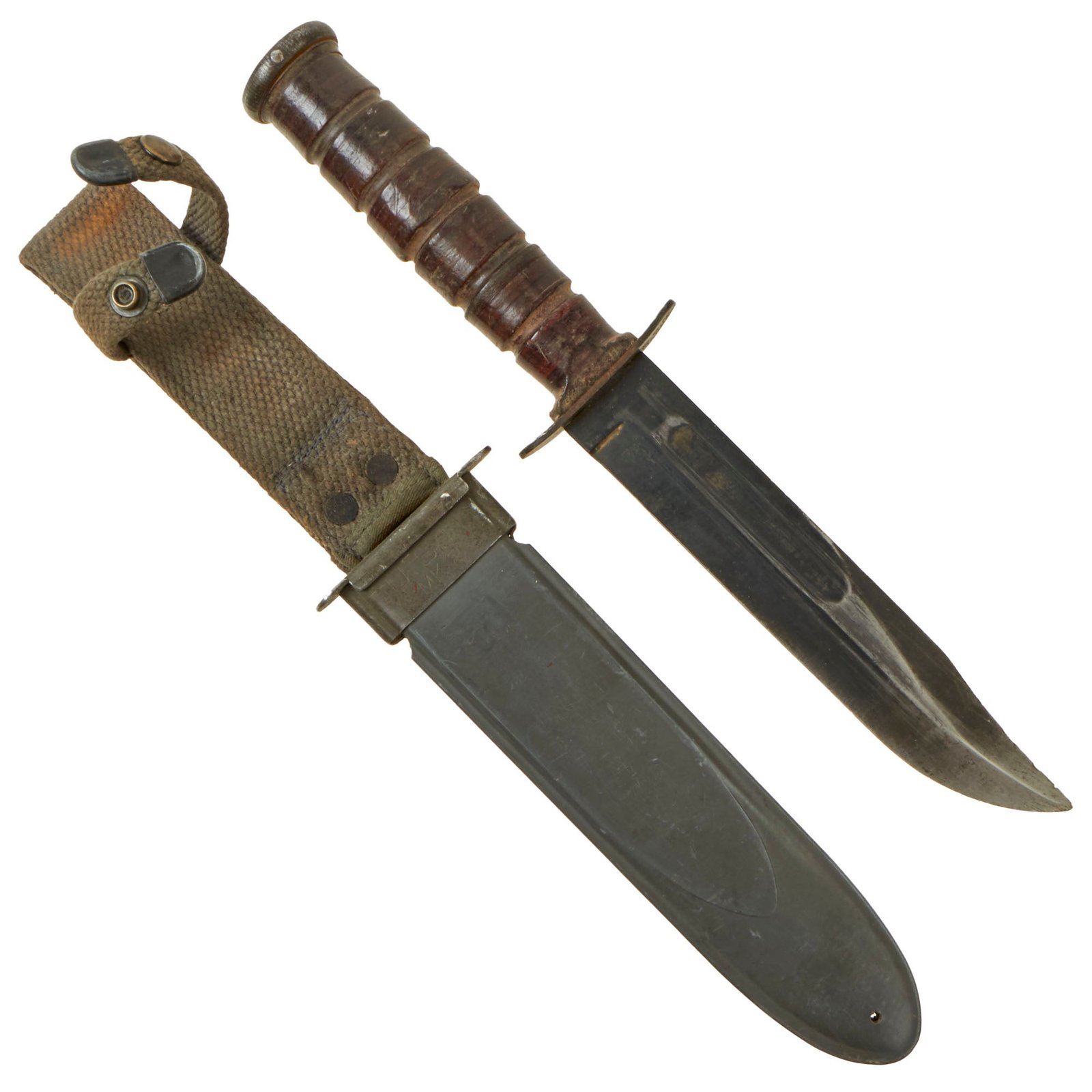 Buy Original U.S. WWII Late War Navy Mark 2 KA-BAR Fighting Knife by CAMILLUS with U.S.N. MK2 Scabbard | Original Firearms Antique For Sale