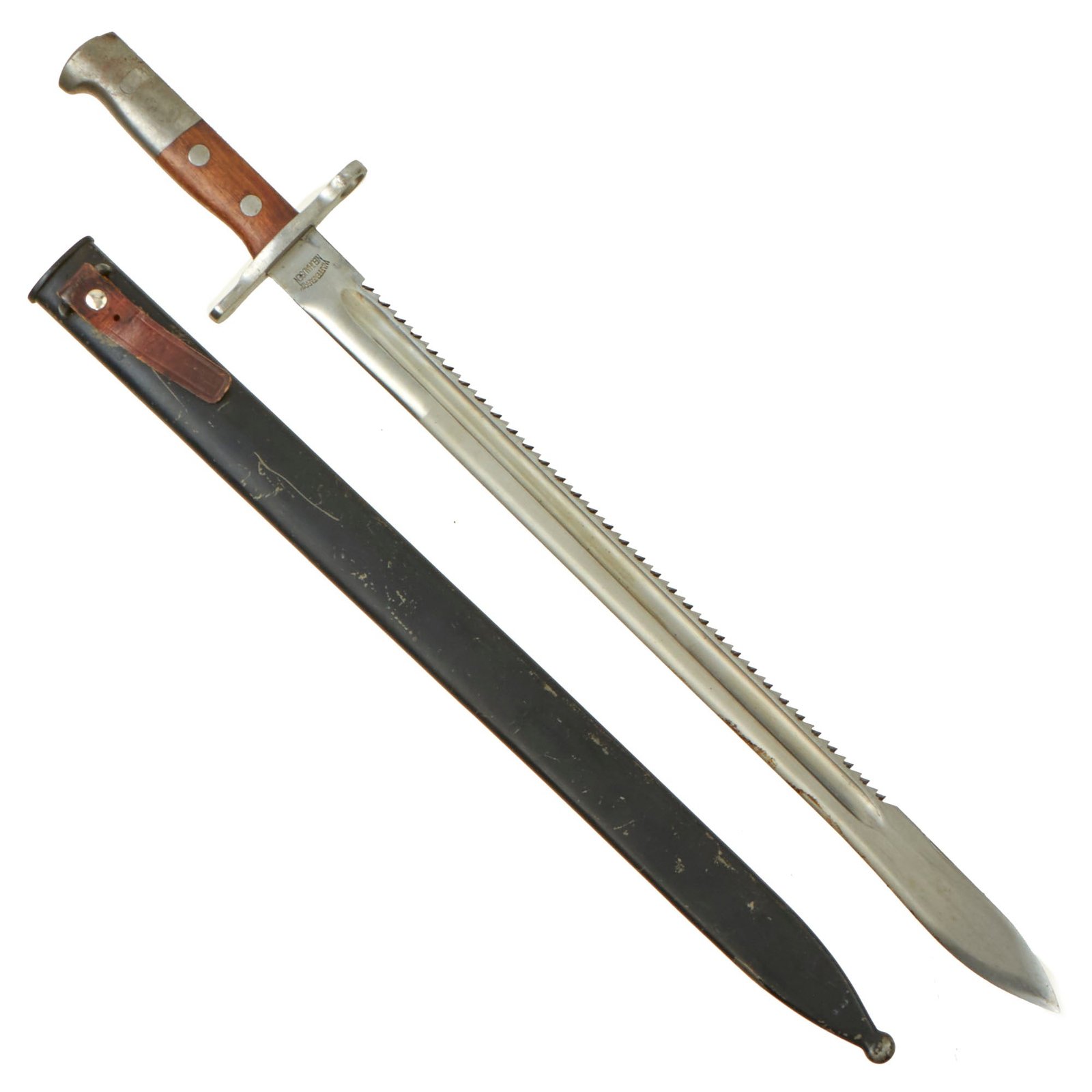 Buy Original WWI Swiss Model 1914 Pioneer Sawback Sword Bayonet by Waffenfabrik Neuhausen with Scabbard | Original Firearms Antique For Sale