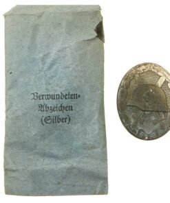 Buy Original German WWII Silver Wound Badge by B.H. Mayer's Kunstprägeanstalt in Paper Packet | Original Firearms Antique For Sale