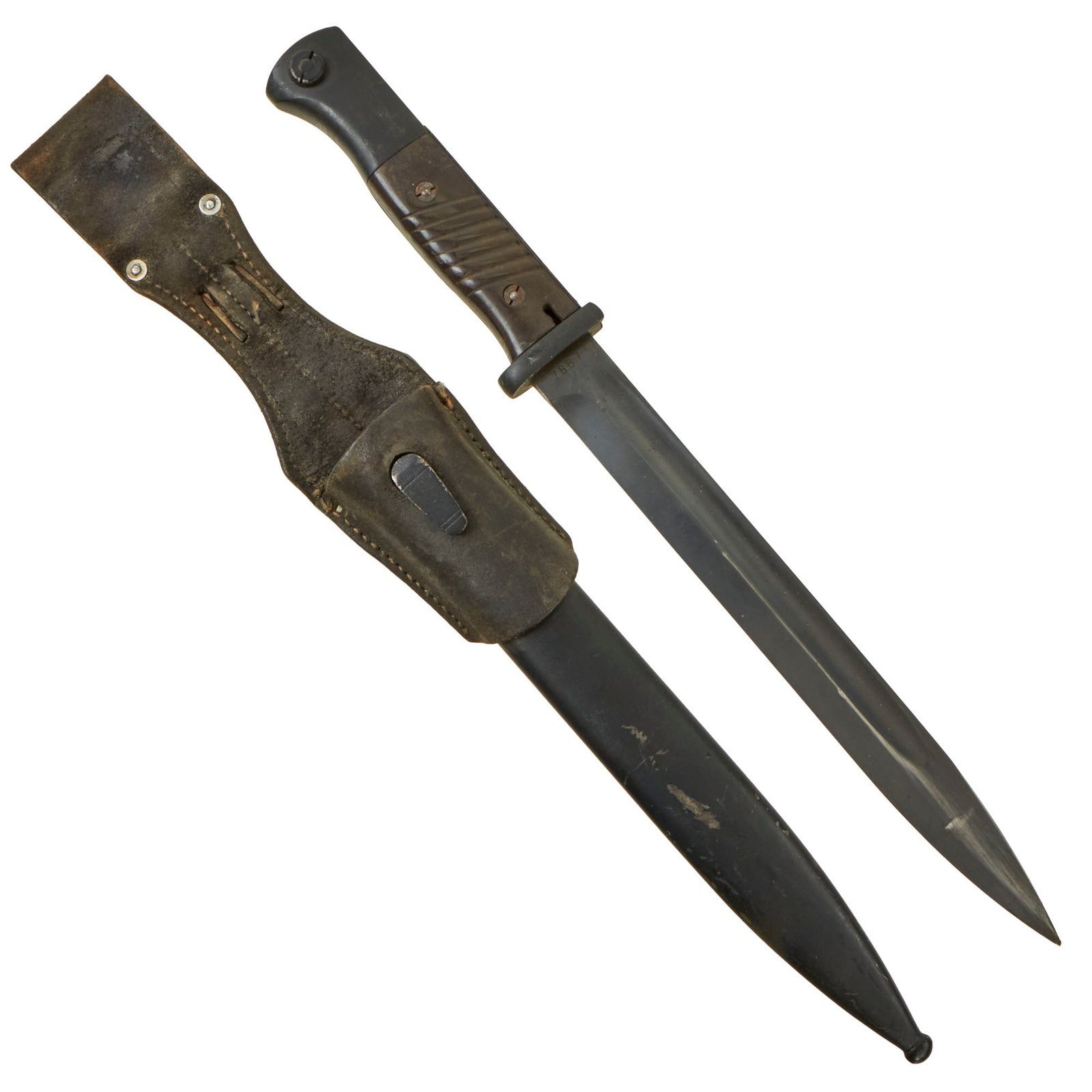 Buy Original German WWII 98k 1939 dated Bayonet by F. Herder Abr. Sohn with Scabbard & Frog - Matching Serial 7867 e | Original Firearms Antique For Sale