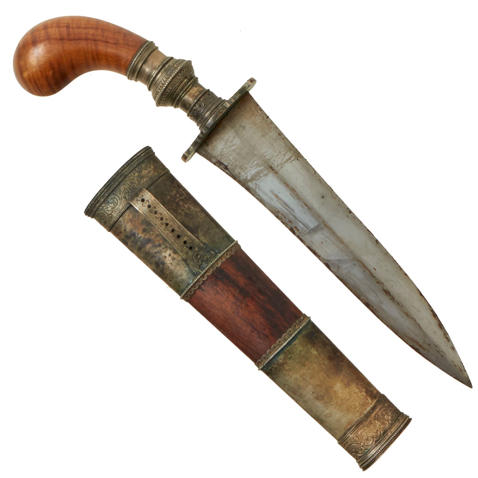 Buy Original Philippine Moro Datu Pinal Silver-Mounted Dagger circa 1850 | Original Firearms Antique For Sale