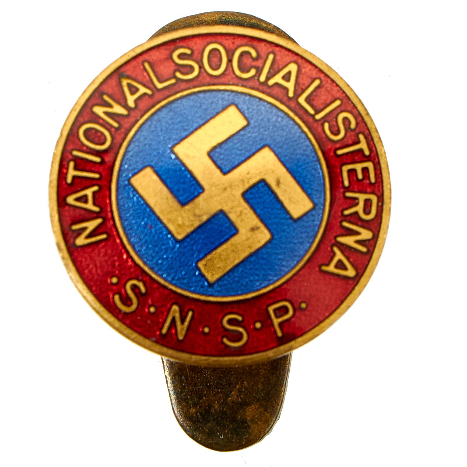 Buy Original WWII Swedish National Socialist Party SNSP Enamel Membership Badge Buttonhole Pin by Alois Ritter | Original Firearms Antique For Sale