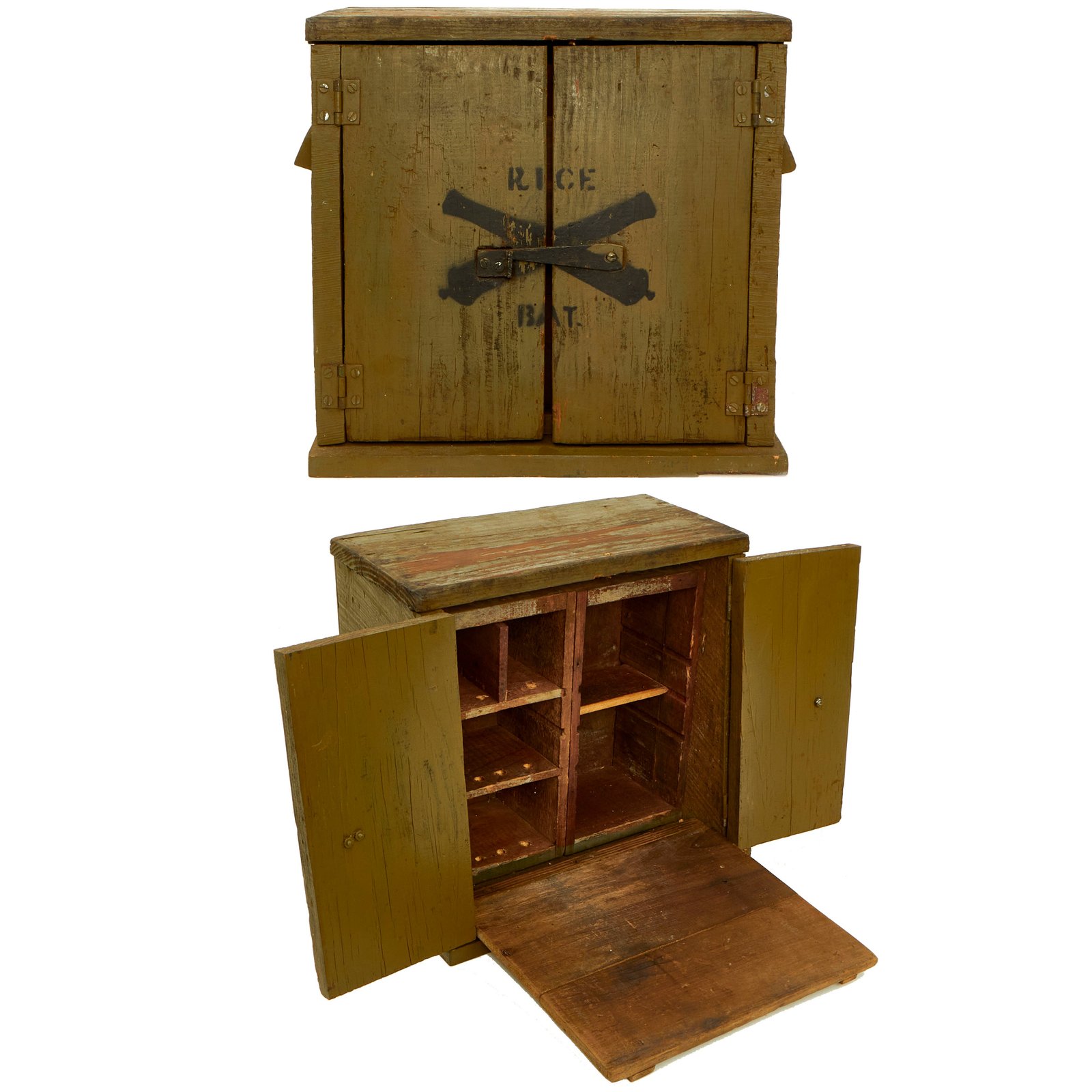 Buy Original U.S. WWI Era Artillery Unit Wooden Field Desk With Original Paint - 16” Long x 9” Wide x 15 ½” Tall | Original Firearms Antique For Sale