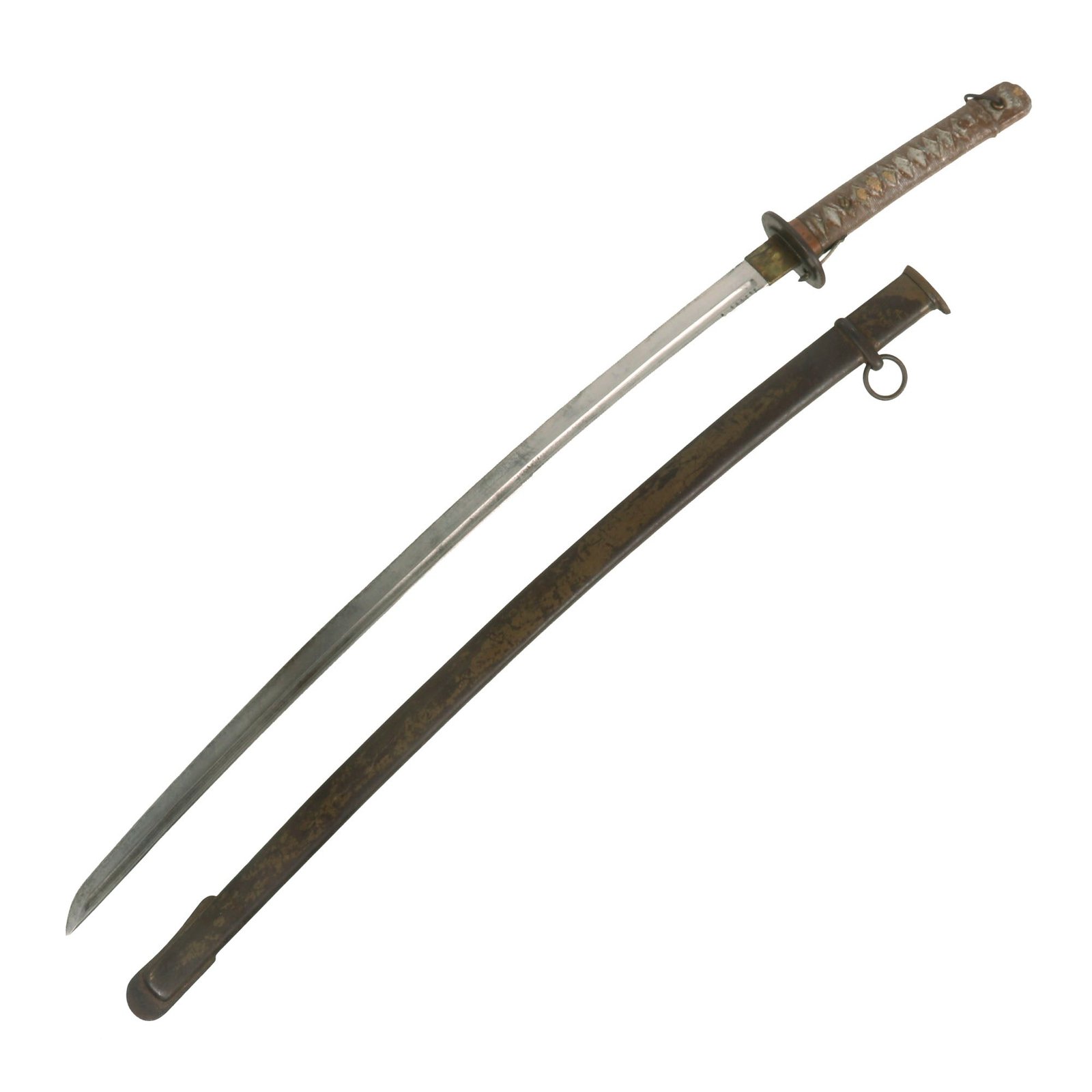 Buy Original WWII Japanese Army Type 95 NCO Aluminum Handle Katana Sword with Unmatched Scabbard - Service Used | Original Firearms Antique For Sale