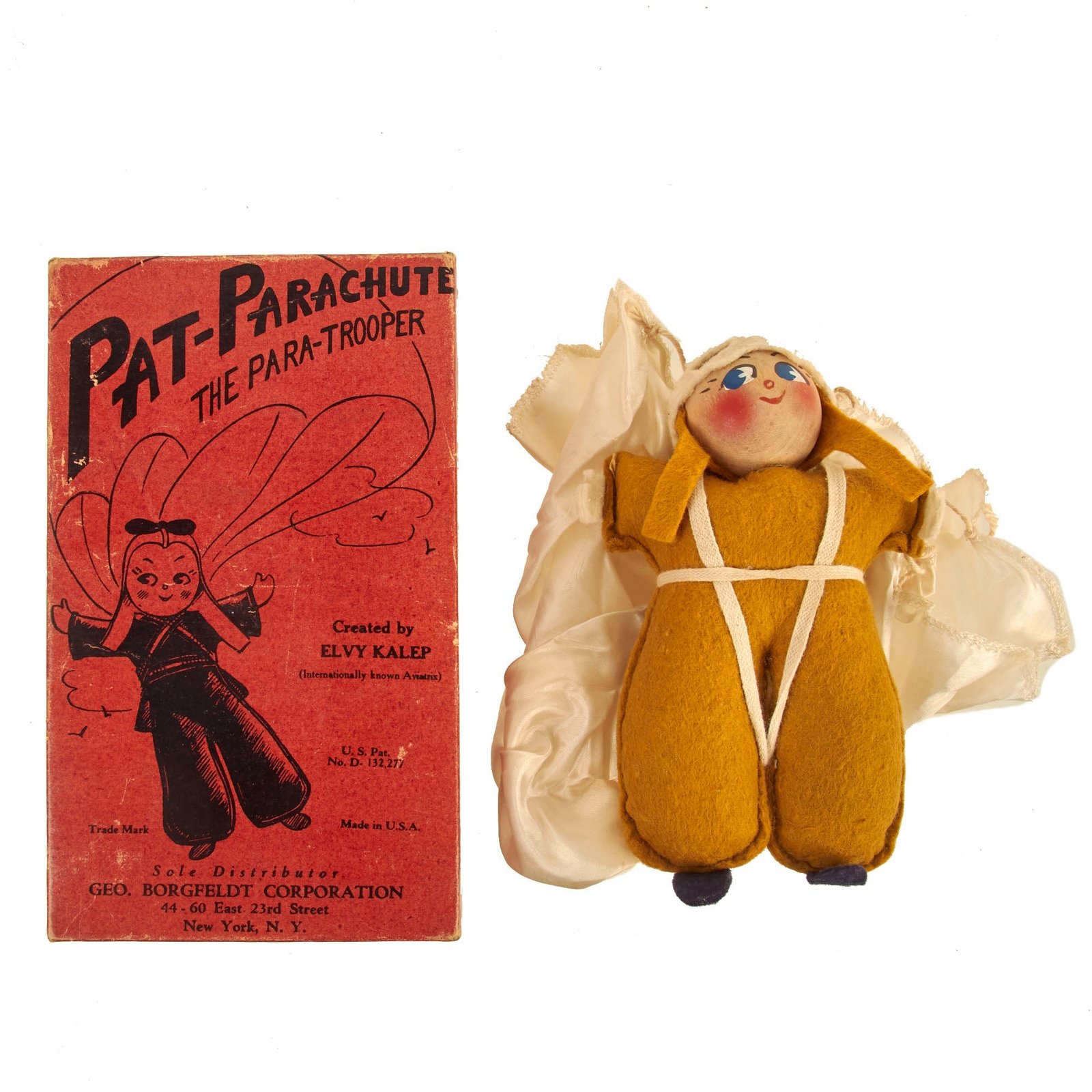 Buy Original U.S. WWII Pat-Parachute The Para-Trooper Cloth Doll with Parachute with Original Box & Instructions | Original Firearms Antique For Sale