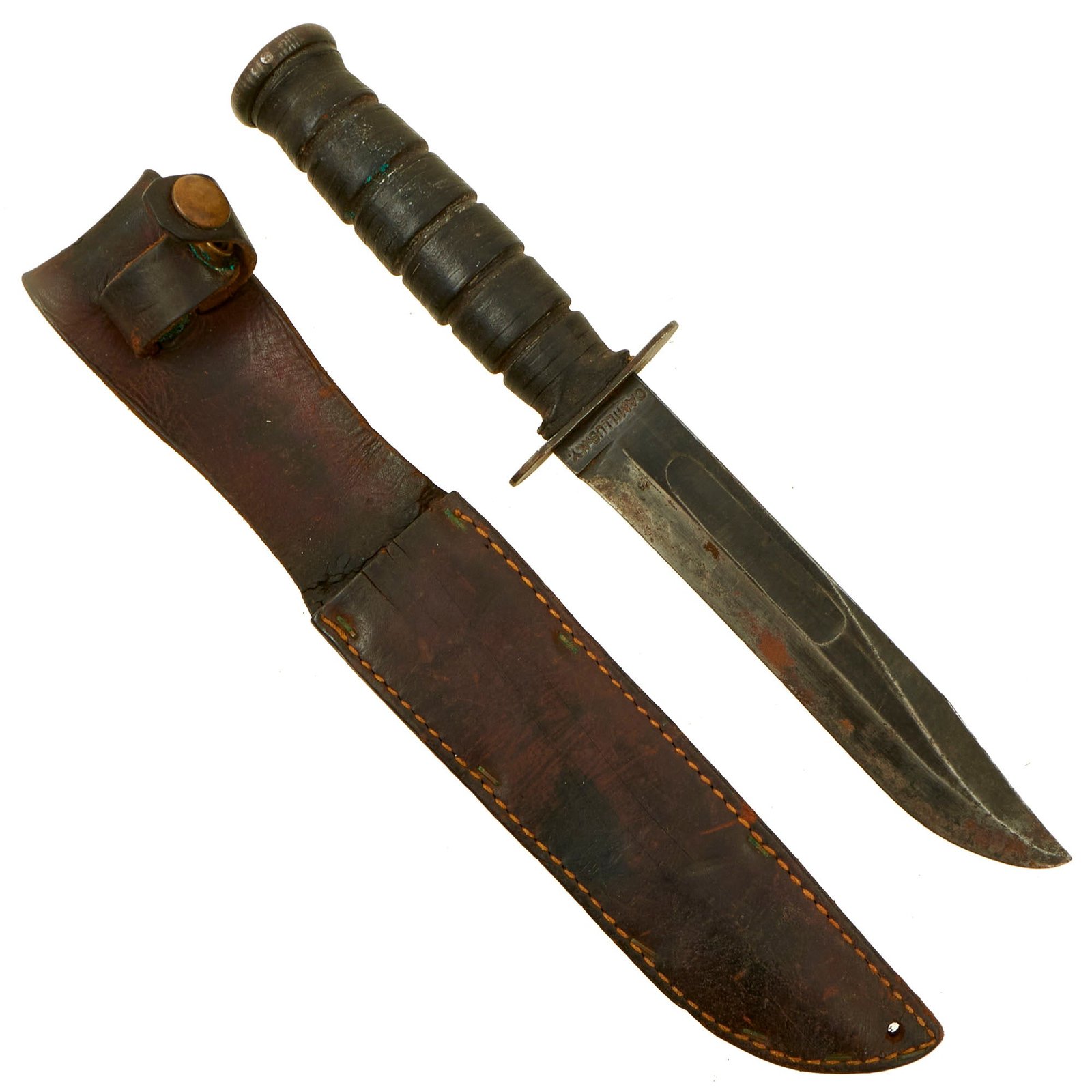 Buy Original U.S. WWII USMC Mark 2 KA-BAR Fighting Knife by CAMILLUS in Leather Sheath | Original Firearms Antique For Sale