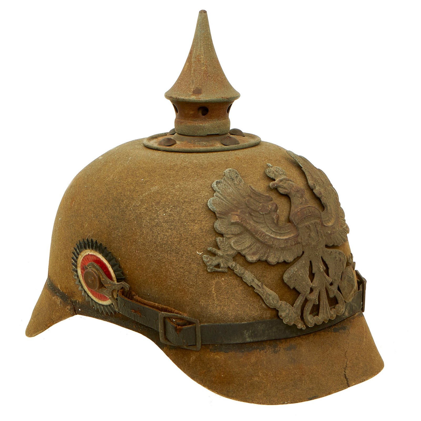 Buy Original Imperial German WWI Prussian M1895 Infantry Ersatz Felt Pickelhaube Fitzhelme Spiked Helmet - Rare Simplified Pattern | Original Firearms Antique For Sale