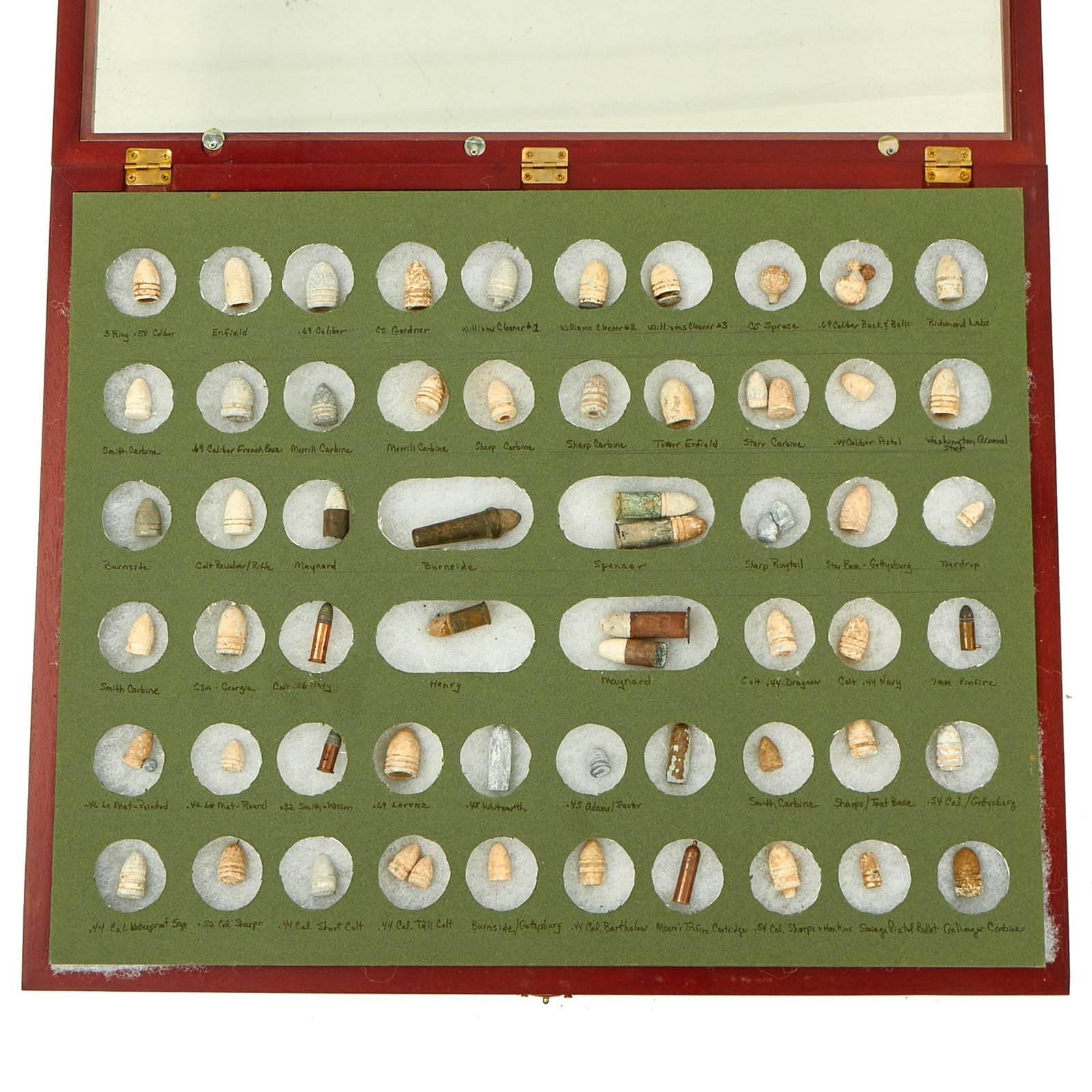 Buy Original U.S. Civil War Bullet & Cartridge Collection in Display Case - 56 Types of Ammunition | Original Firearms Antique For Sale