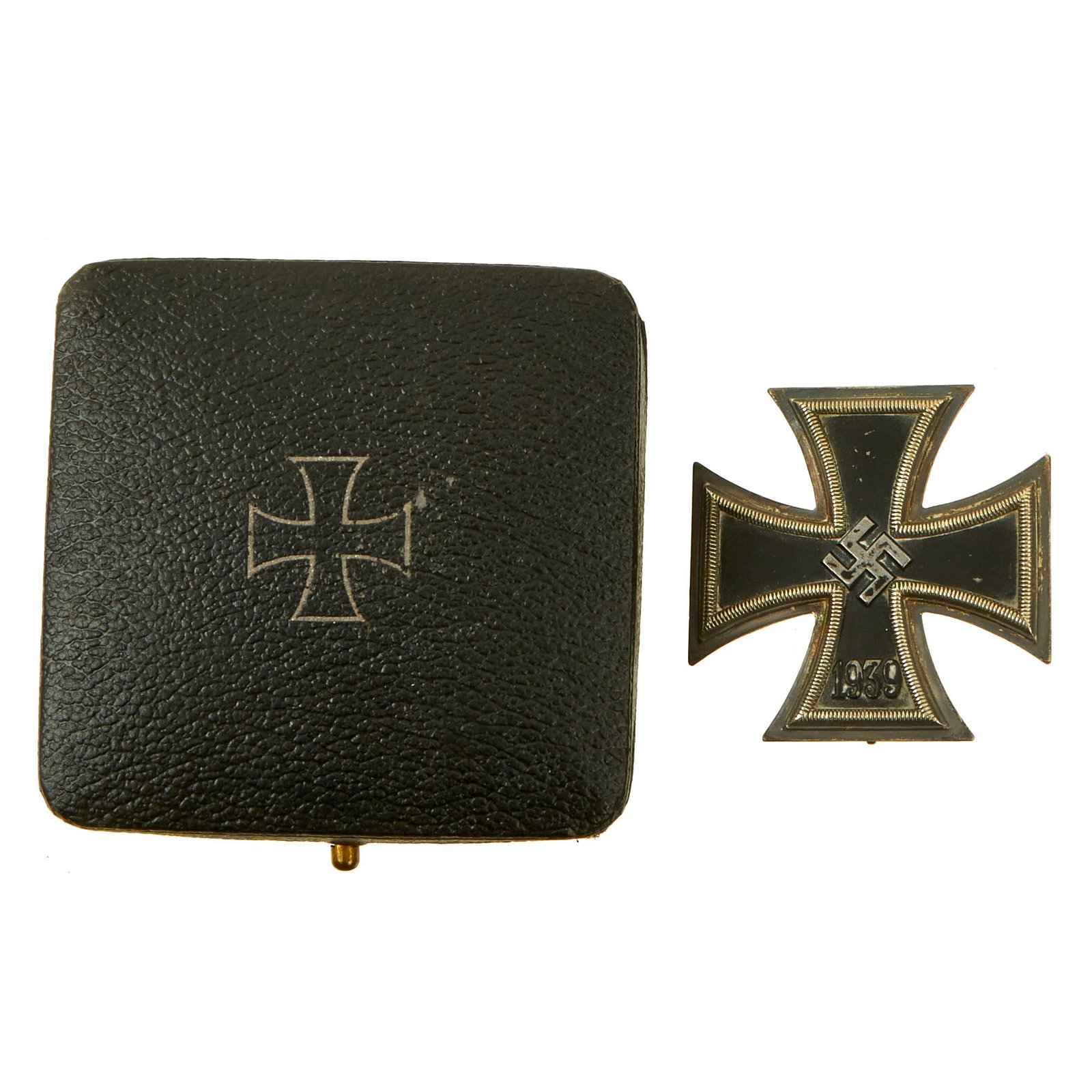 Buy Original German WWII Iron Cross First Class 1939 with Pinback in Case - EKI - Unmarked | Original Firearms Antique For Sale