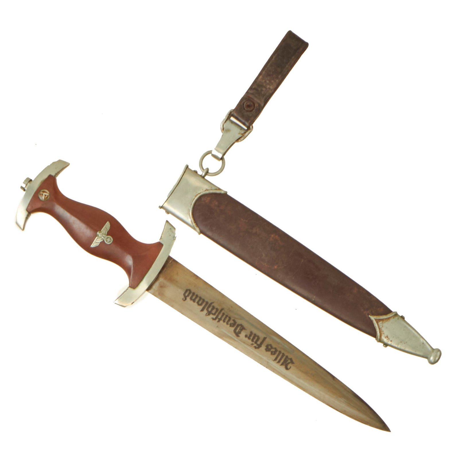 Buy Original German Early WWII SA Dagger by Rare Maker Justus Brenger & Co. Justinuswerk with Scabbard & Hanger - McSARR Rarity Rated 7 of 10 | Original Firearms Antique For Sale
