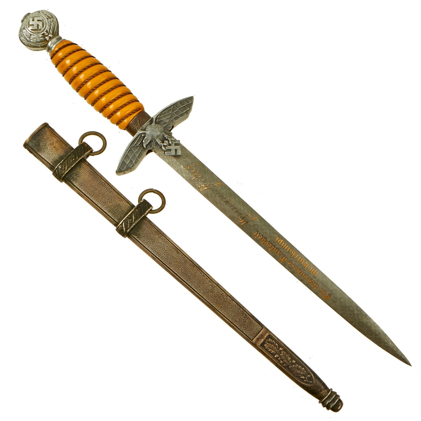 Buy Original WWII German 2nd Model Luftwaffe Dagger with High End Replica Hermann Göring Presentation Blade & Scabbard | Original Firearms Antique For Sale