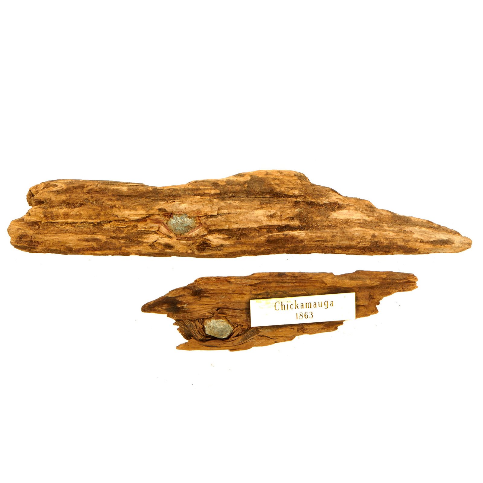 Buy Original U.S. Civil War Battle of Chickamauga “War Log” Sections With Musket Balls Embedded | Original Firearms Antique For Sale